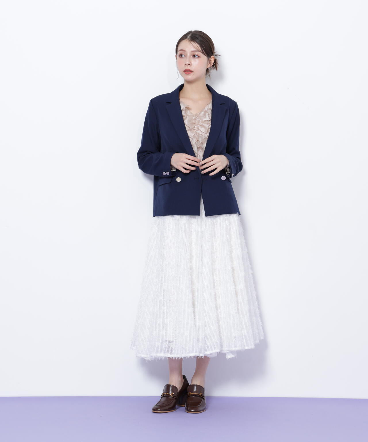 ＜セットアップ対応＞ベーシックツイルダブル釦ジャケット