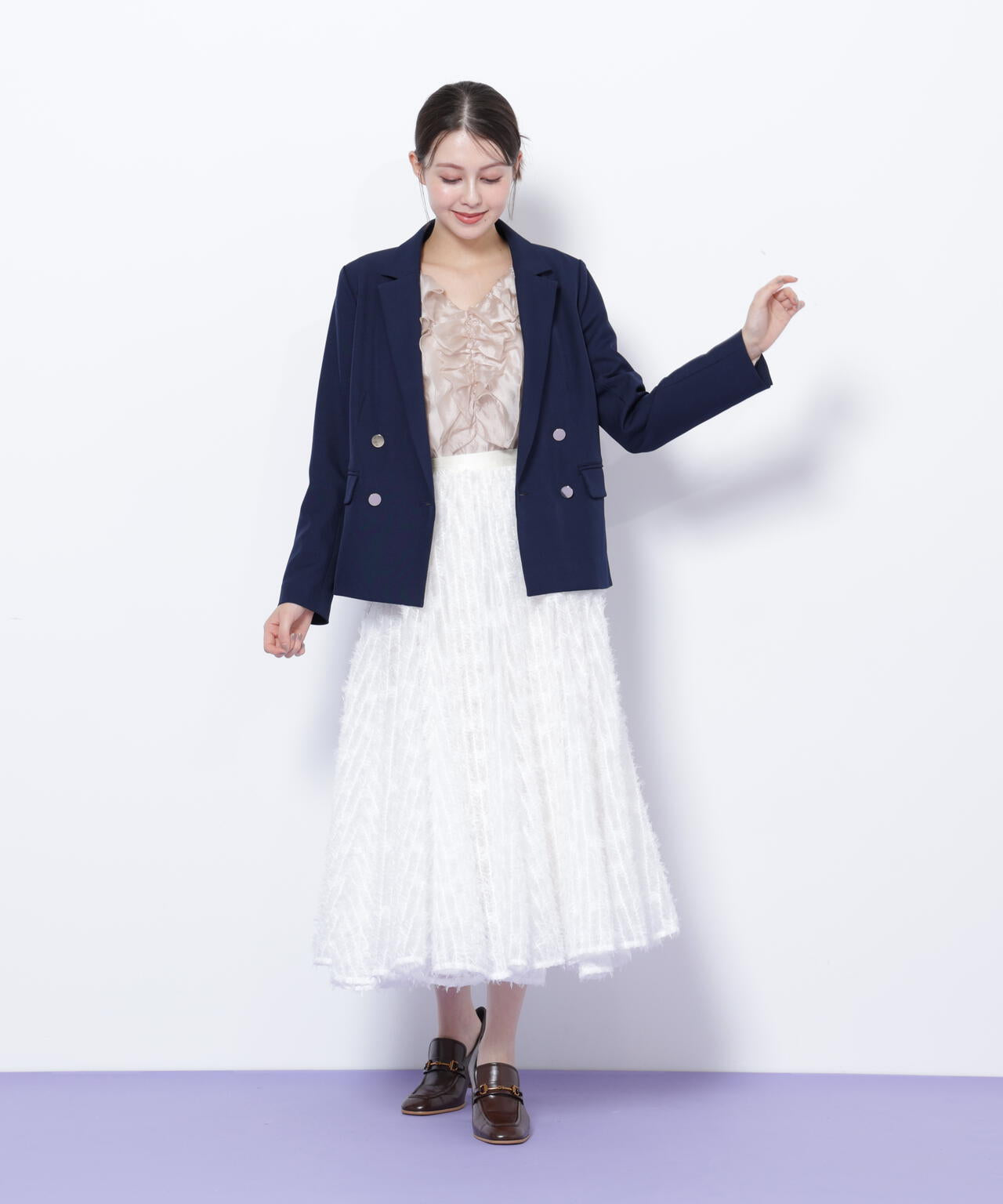 ＜セットアップ対応＞ベーシックツイルダブル釦ジャケット