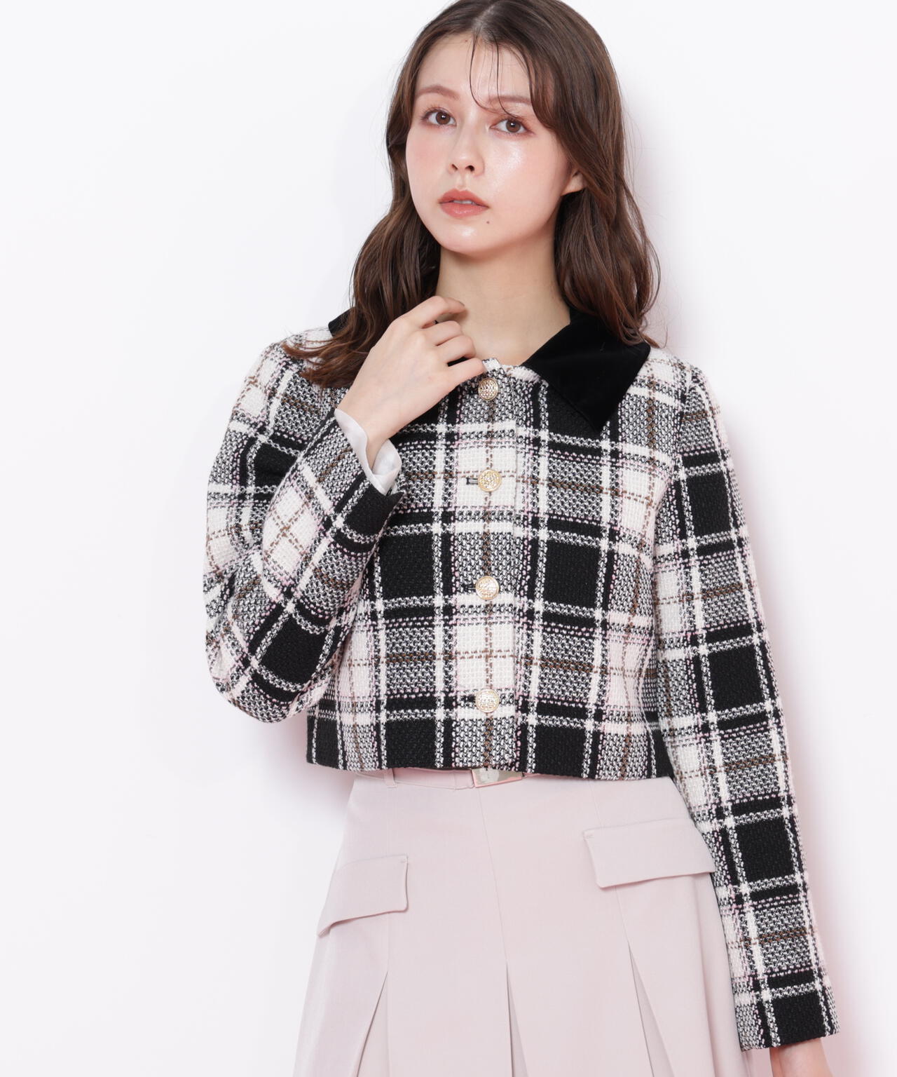 ループヤーンチェックジャケット