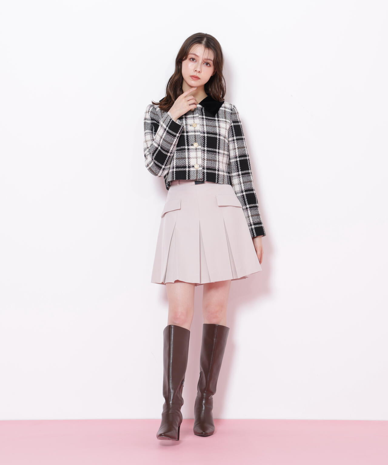 ループヤーンチェックジャケット