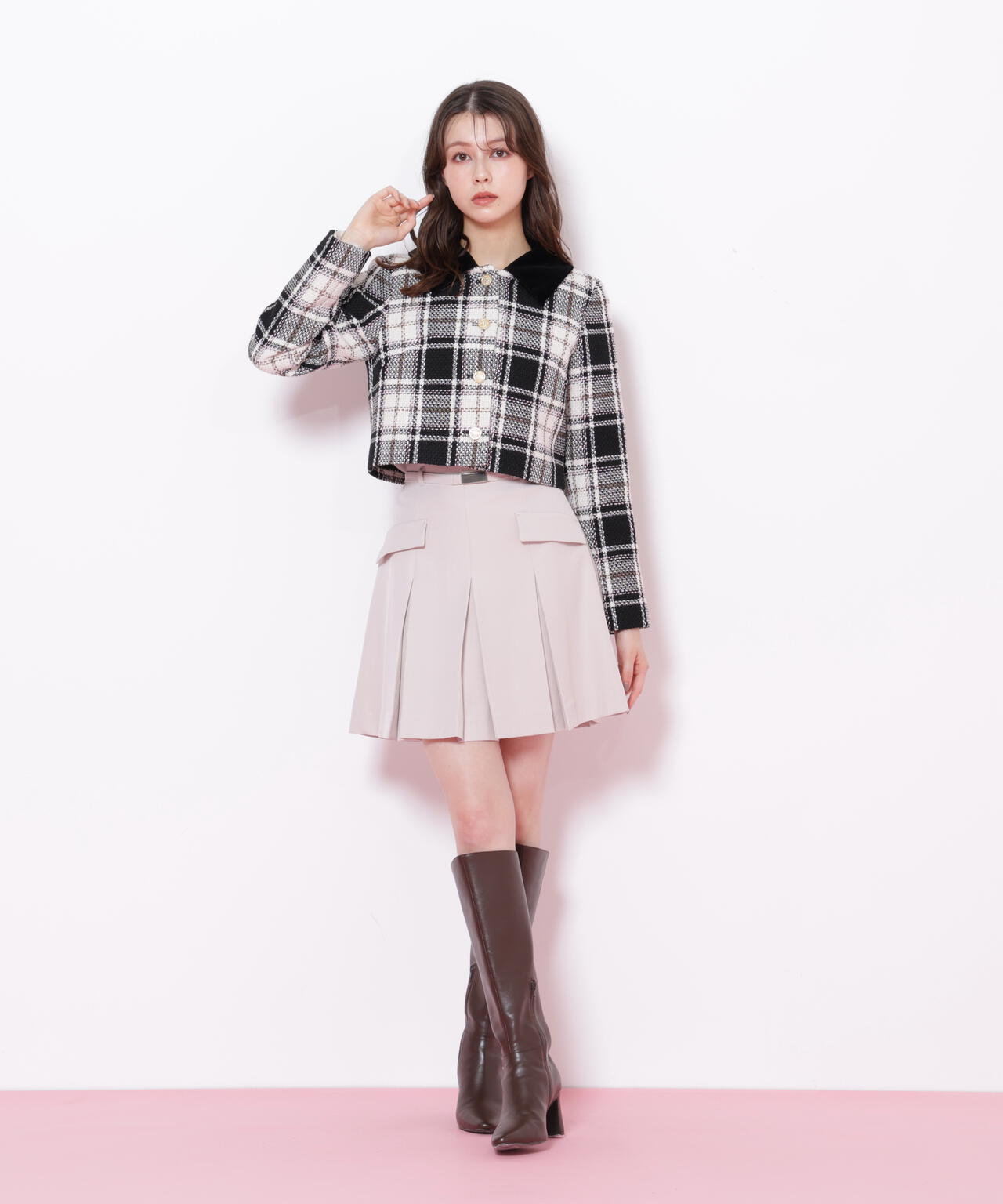 ループヤーンチェックジャケット