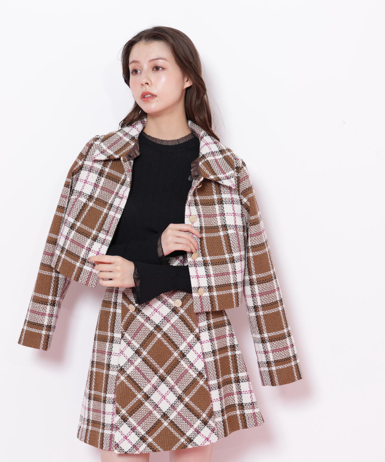 ループヤーンチェックジャケット