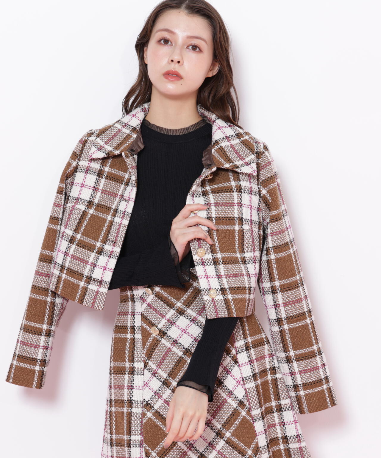 ループヤーンチェックジャケット