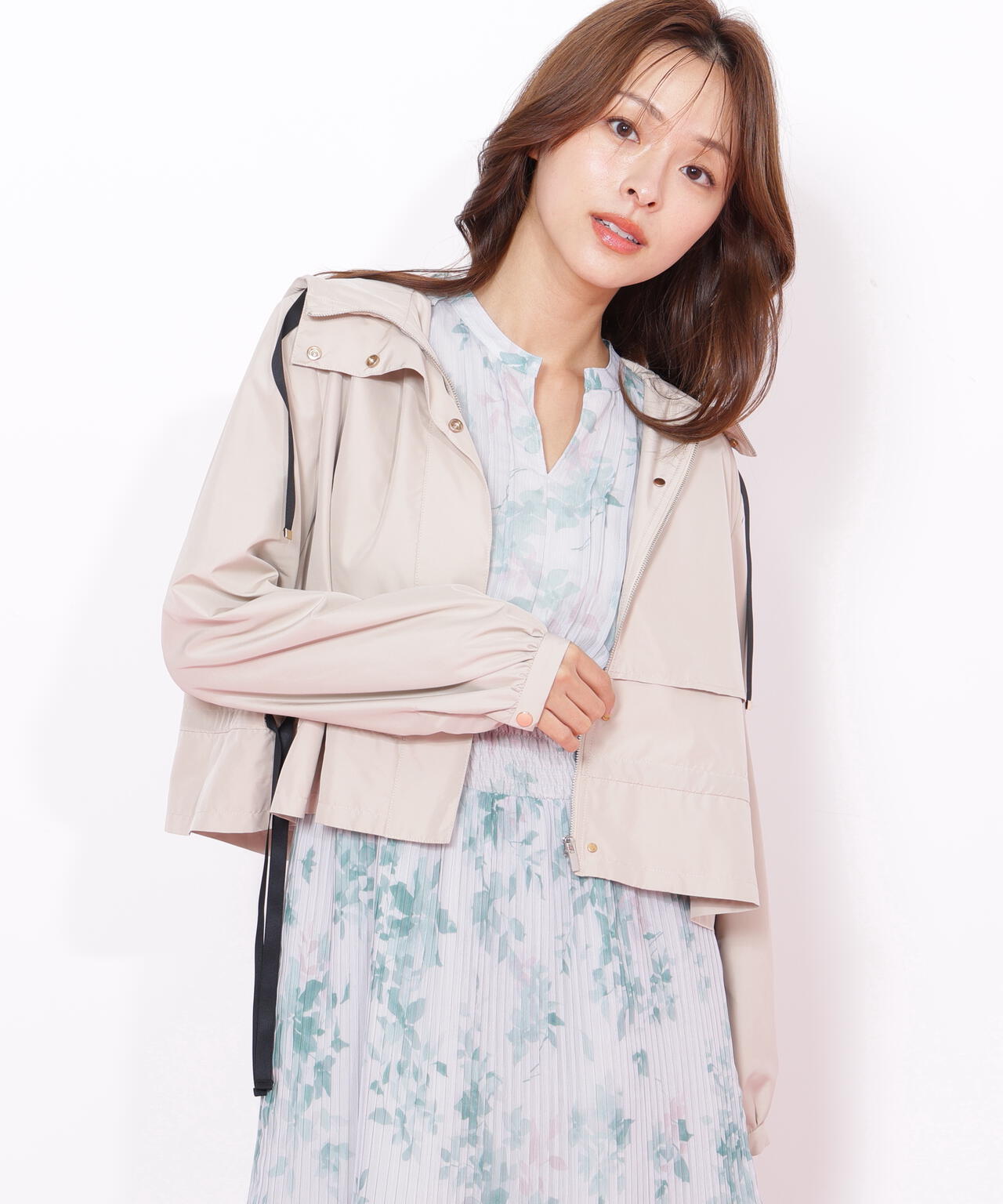 配色リボンペプラムジャケット