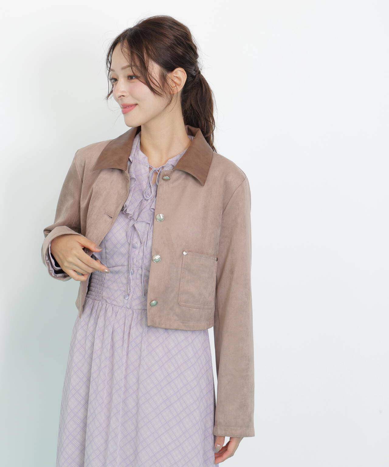 フェイクスエード短丈ブルゾン