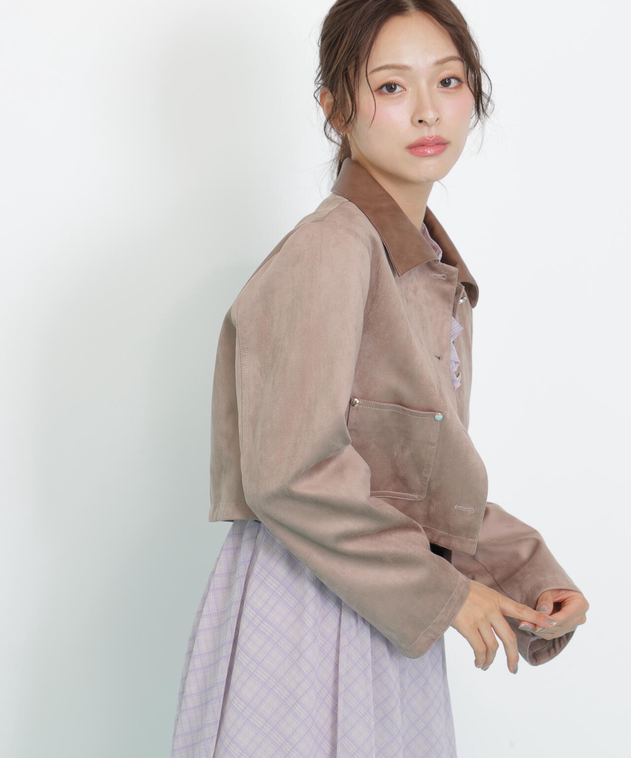 フェイクスエード短丈ブルゾン