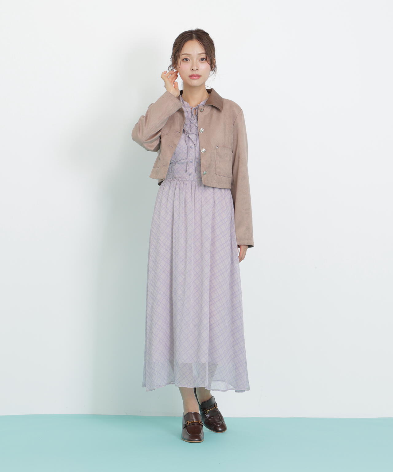 フェイクスエード短丈ブルゾン