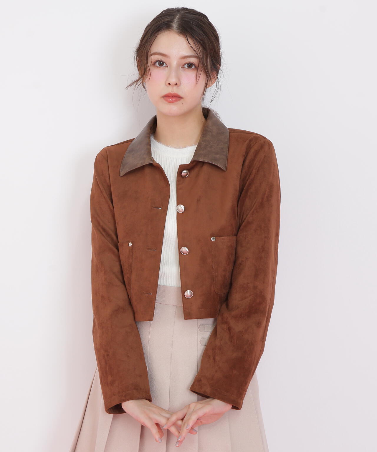 フェイクスエード短丈ブルゾン