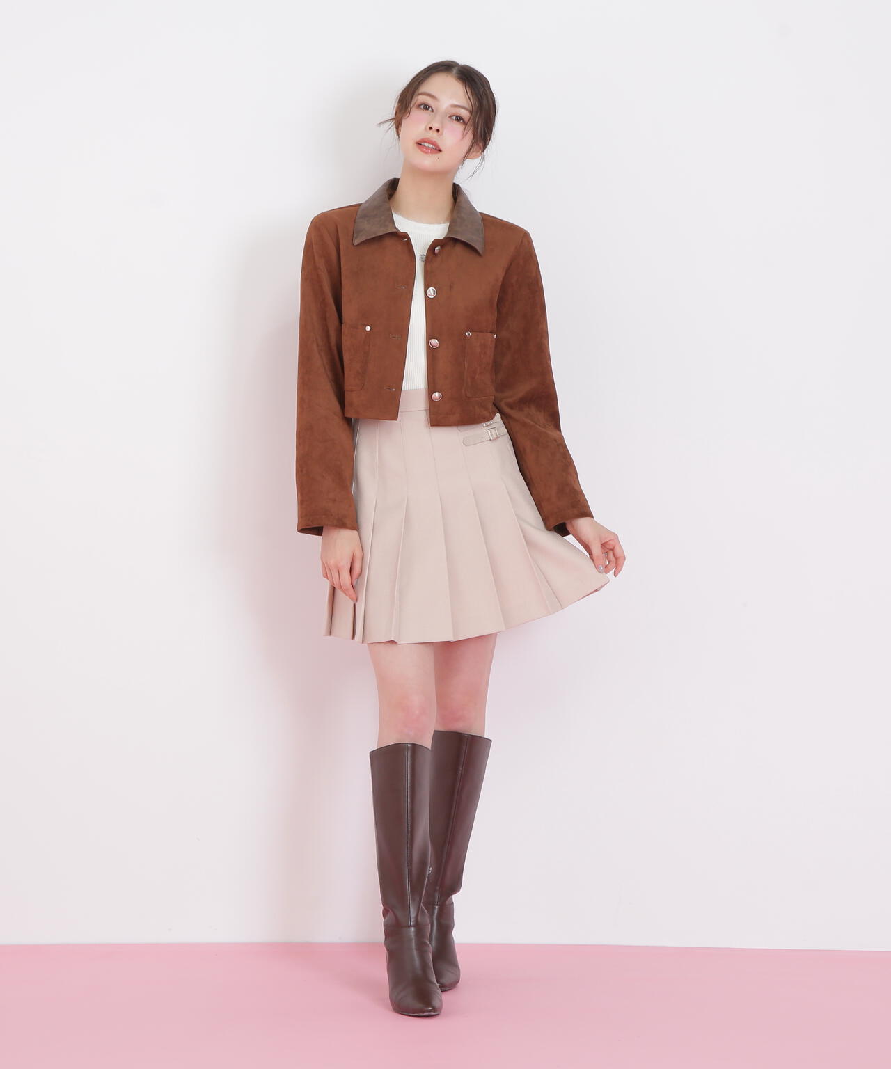 フェイクスエード短丈ブルゾン