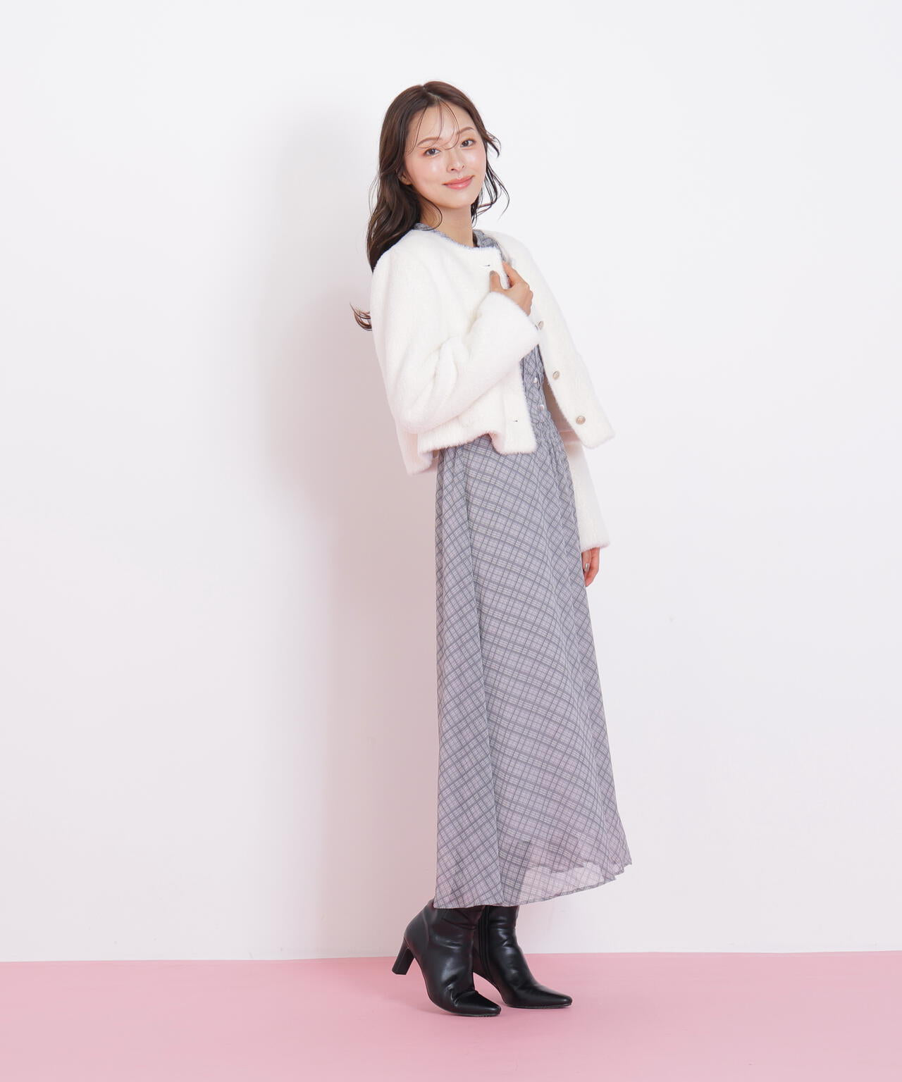 フェイクファーノーカラージャケット