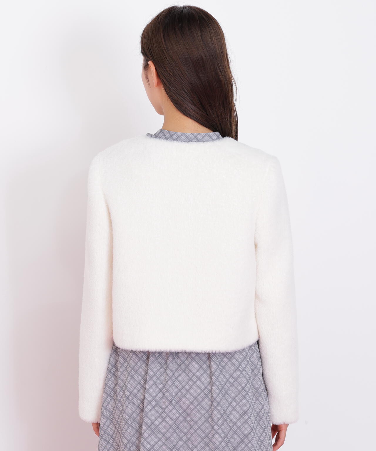 タグ付属★極美品★セオリー★ショートノーカラーファーブルゾン★シュガーピンク ジルバイジルスチュアート JILL by JILLSTUART フェイクファー