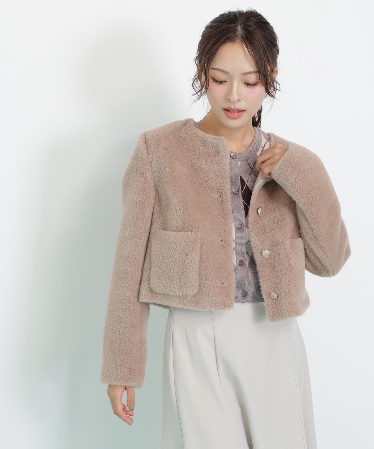 フェイクファーノーカラージャケット | JILL by JILL STUART