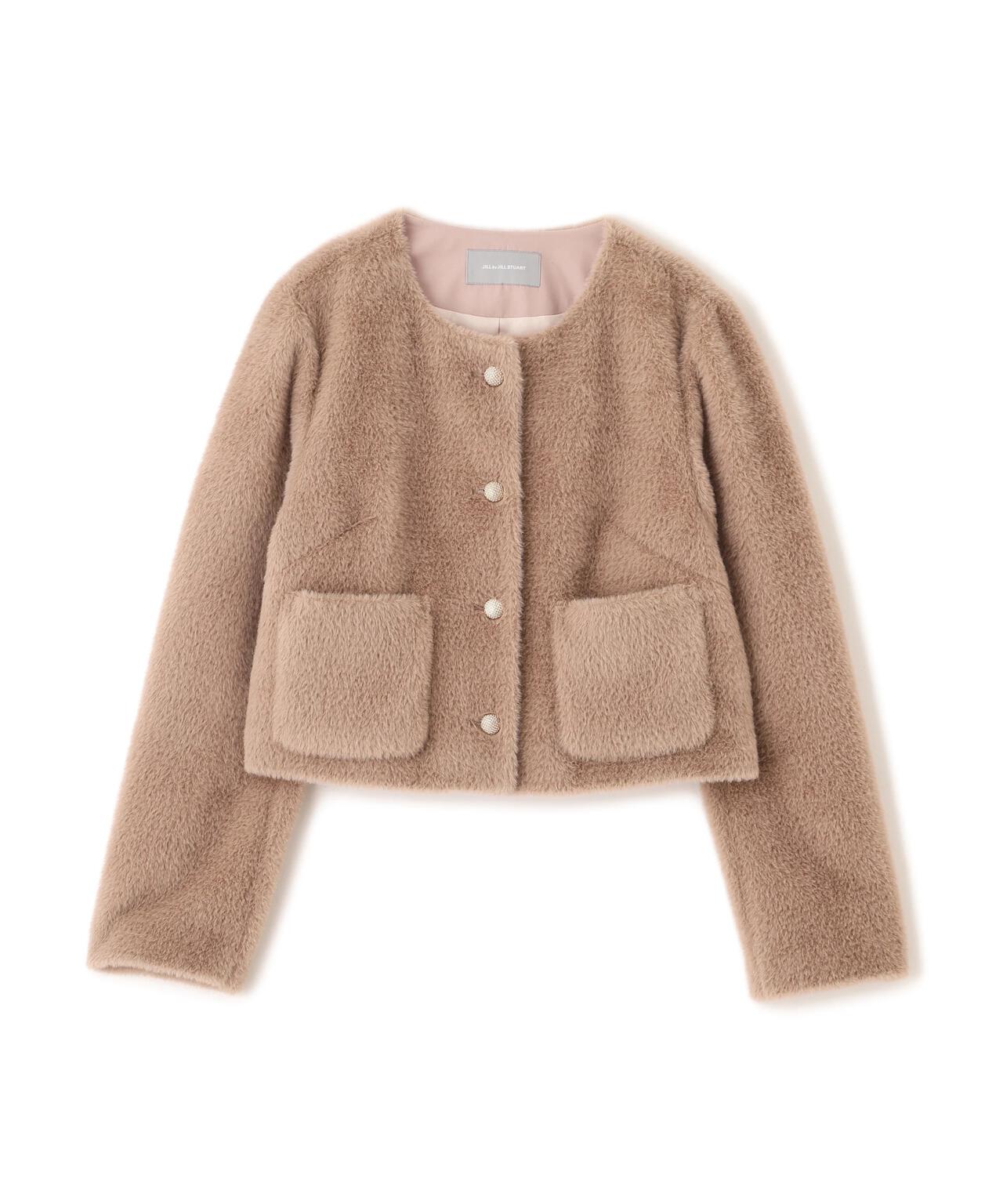 フェイクファーノーカラージャケット