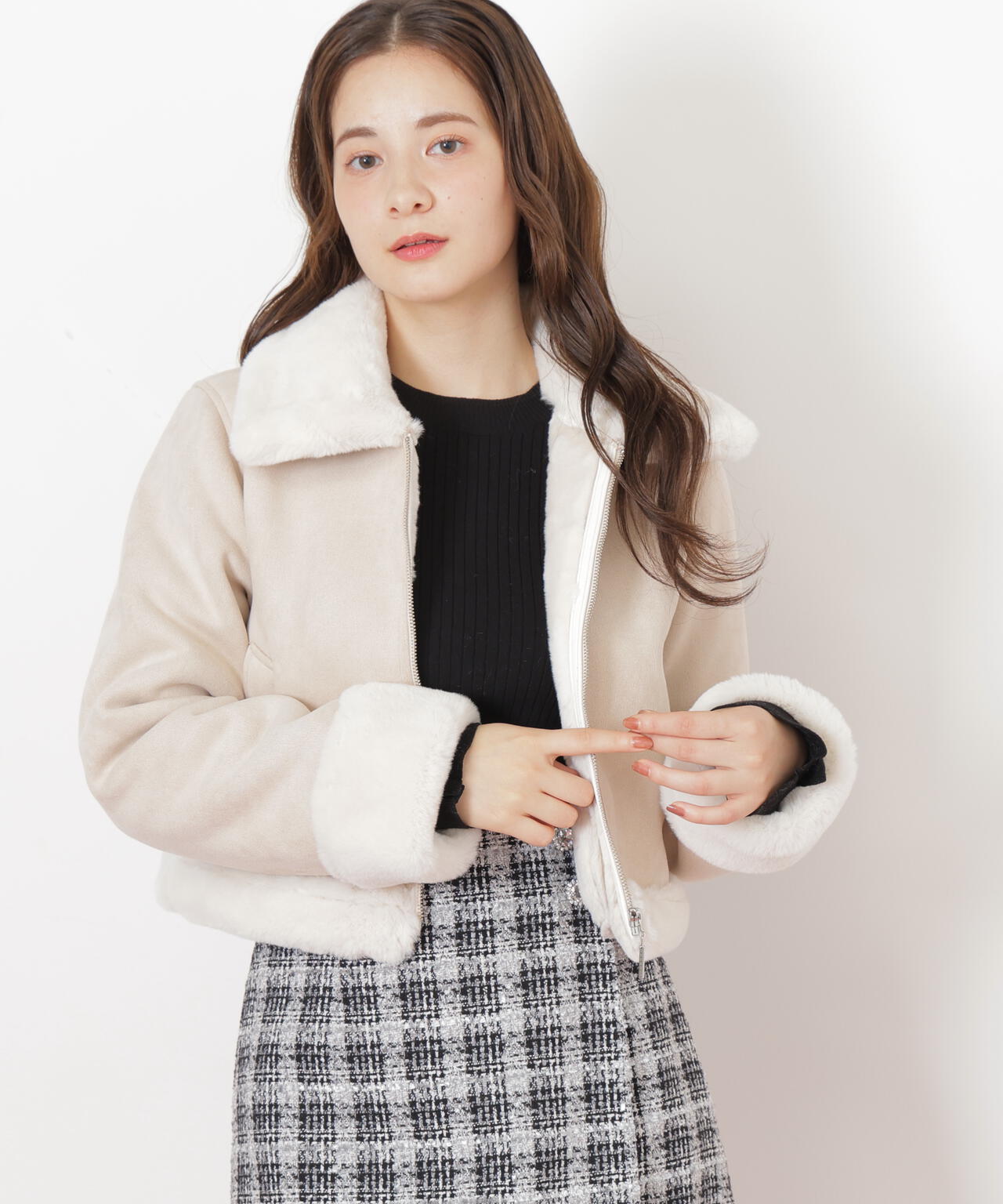 [美品］ムートンジャケット HOUSE OF LOTUS シャルドネ chuclla｜ボアカラー ムートンジャケットFD24W239 Fano Studios