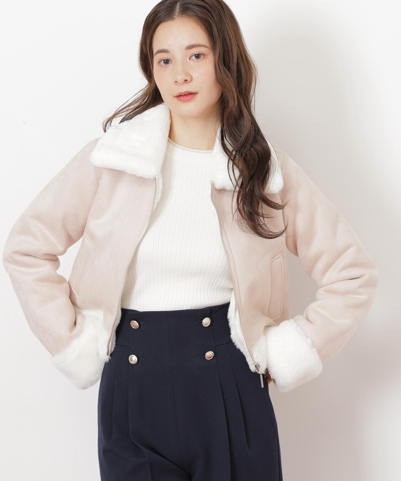 ジャケット・アウター JILLSTUART FUR COLLAR PEACOAT フェイクムートンジャケット | JILL by JILL STUART（ジル バイ