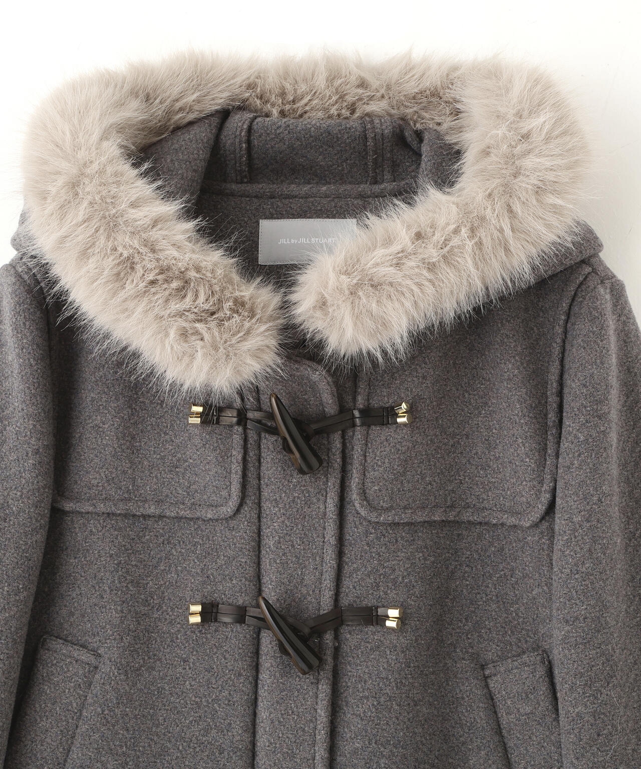 フェイクファー付ショートダッフルコート