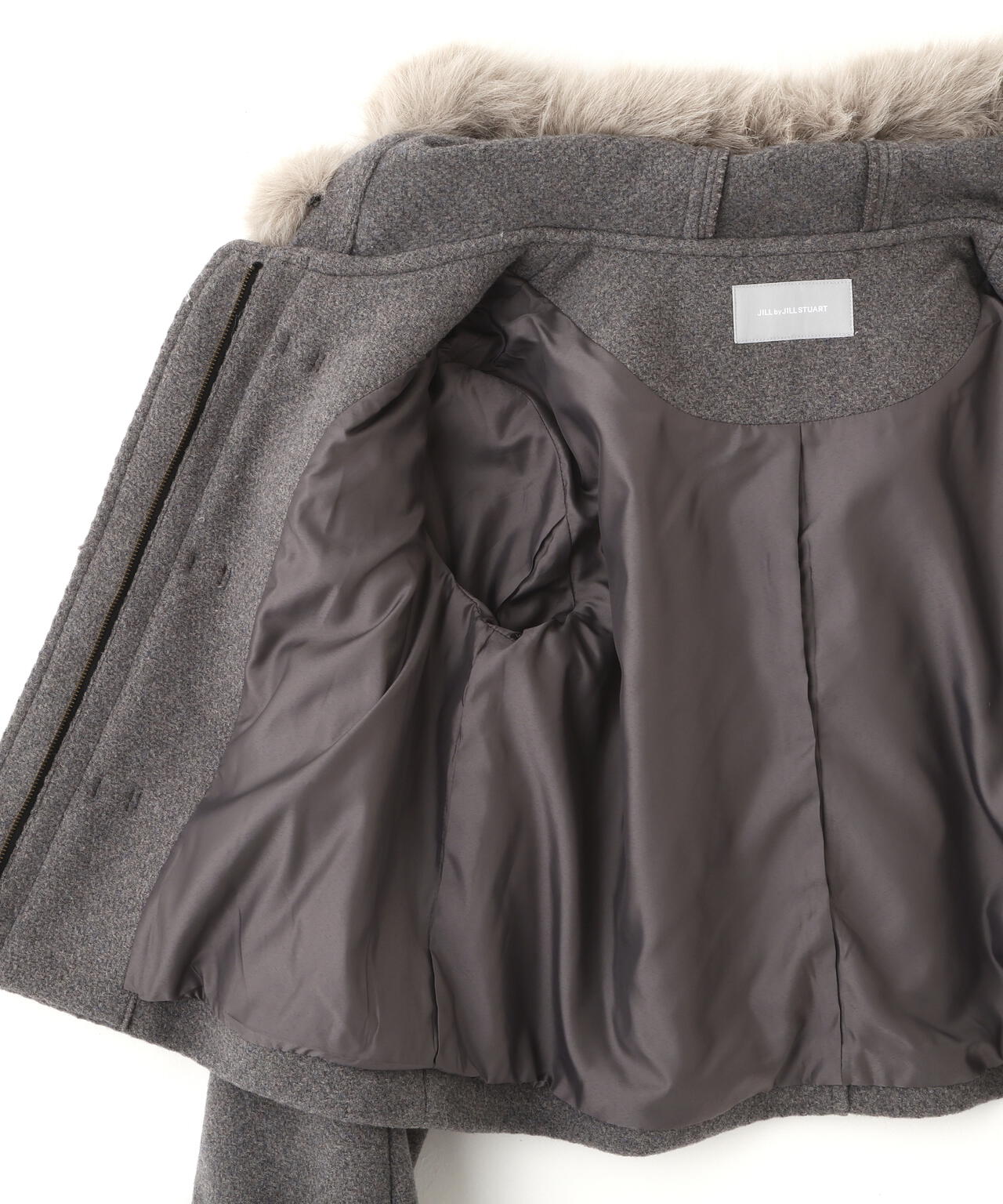 フェイクファー付ショートダッフルコート