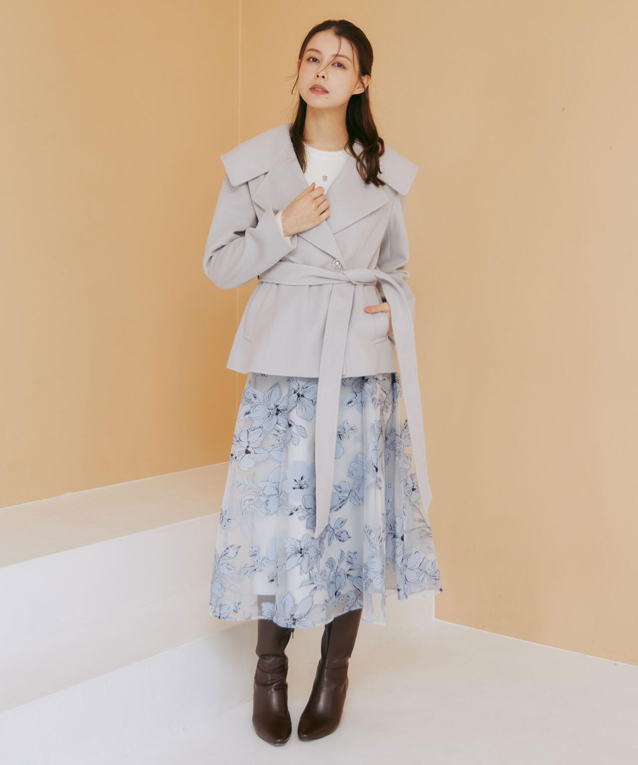JILL by JILL STUART ウール ブレンド ショート コート ジルバイジルスチュアート JILL by JILLSTUART フェイクファー付
