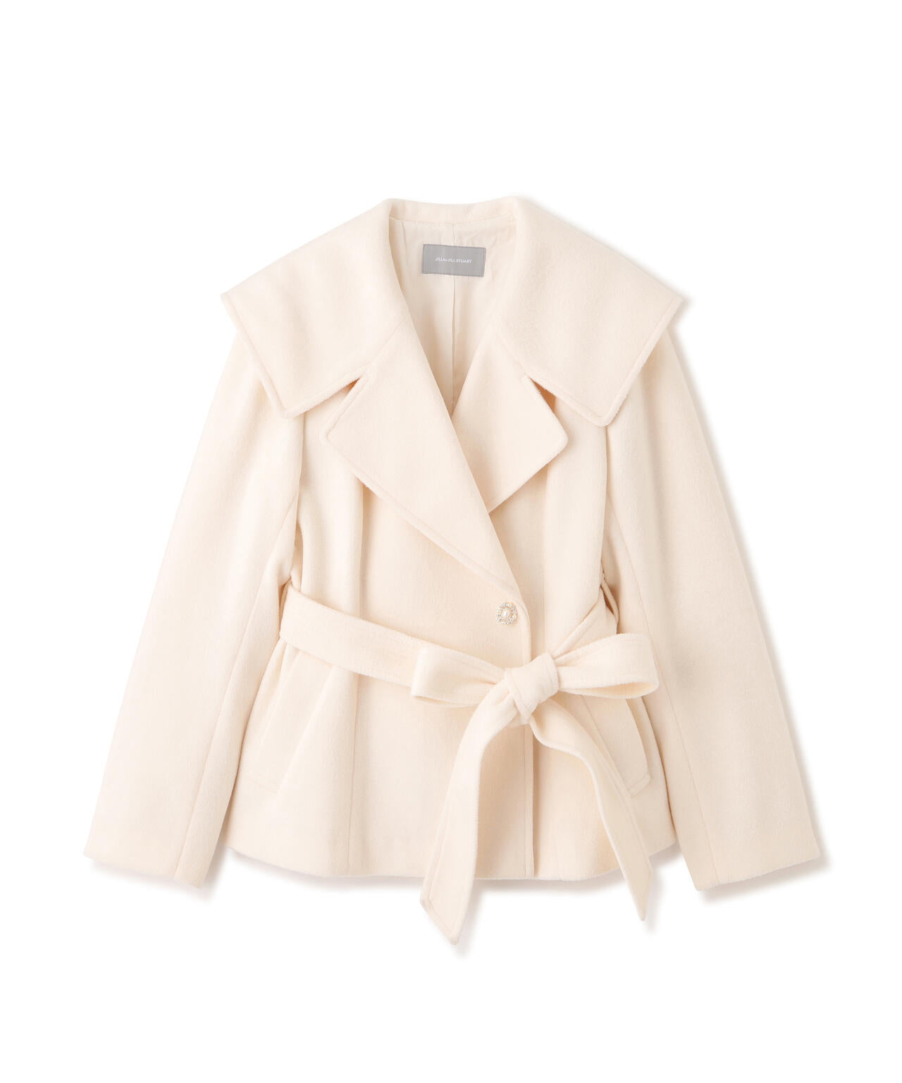 ビジュー釦ビッグカラーショートコート