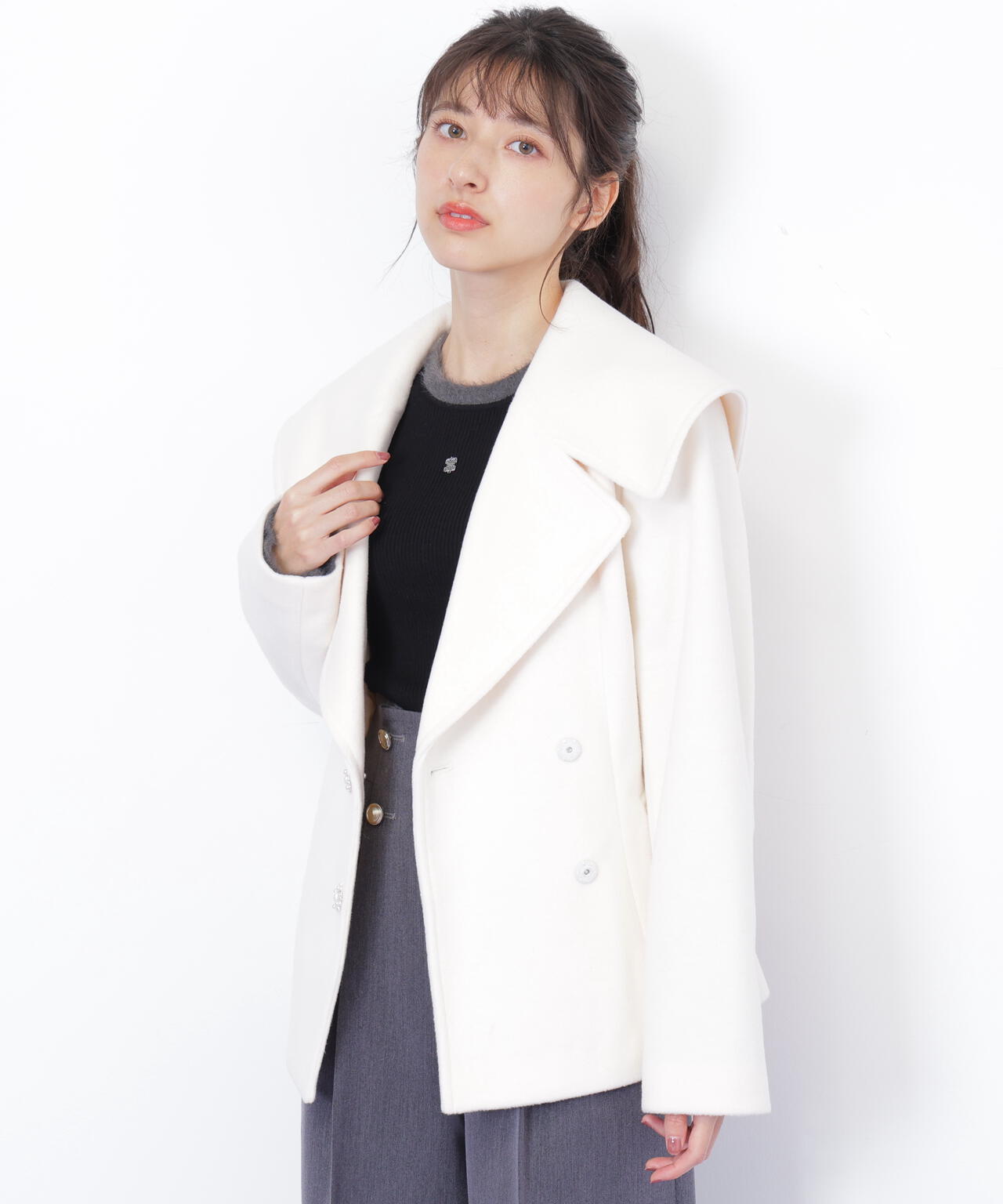 ビジュー釦ビッグカラーショートコート | JILL by JILL STUART（ジル