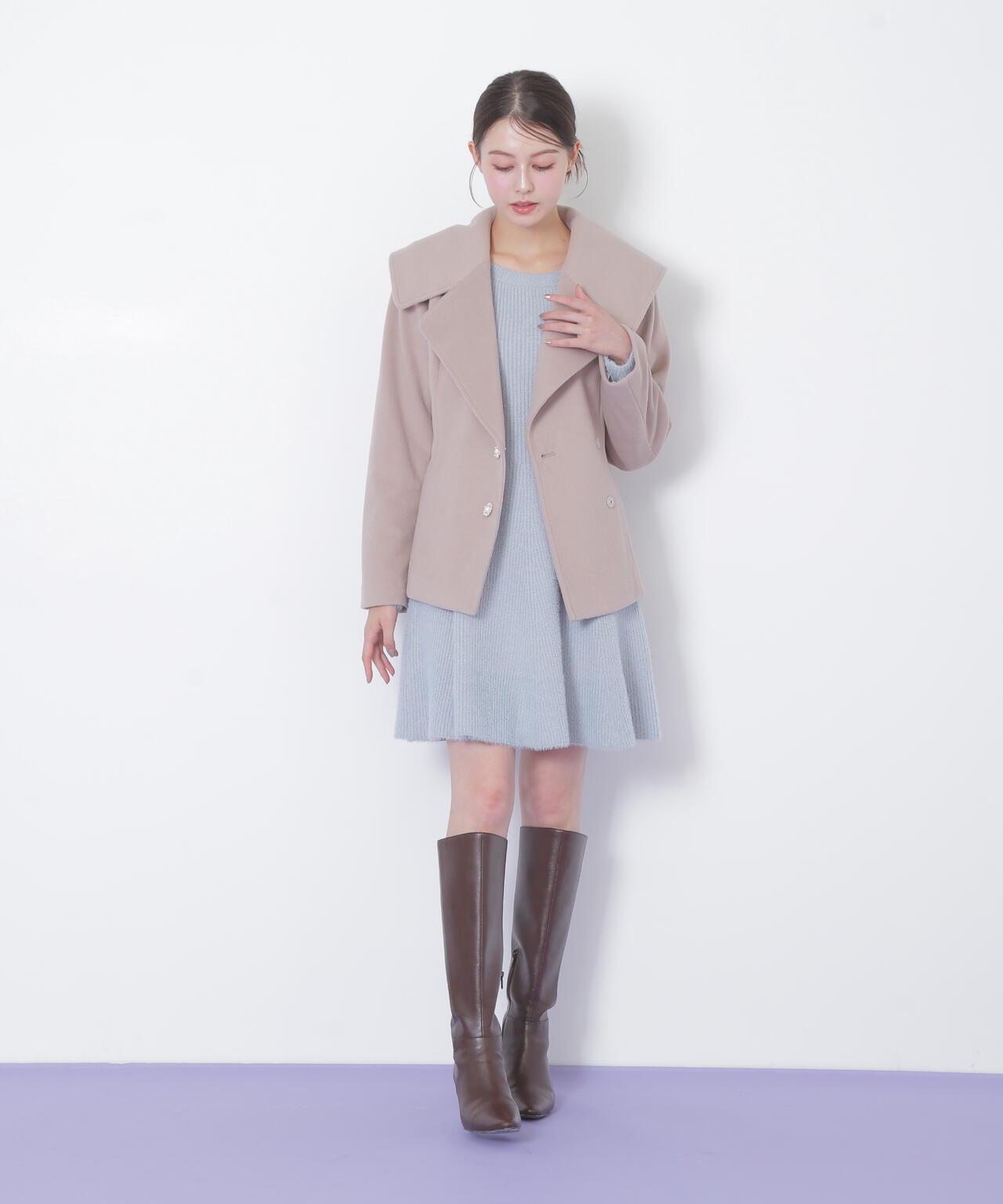 ビジュー釦ビッグカラーショートコート | JILL by JILL STUART（ジル