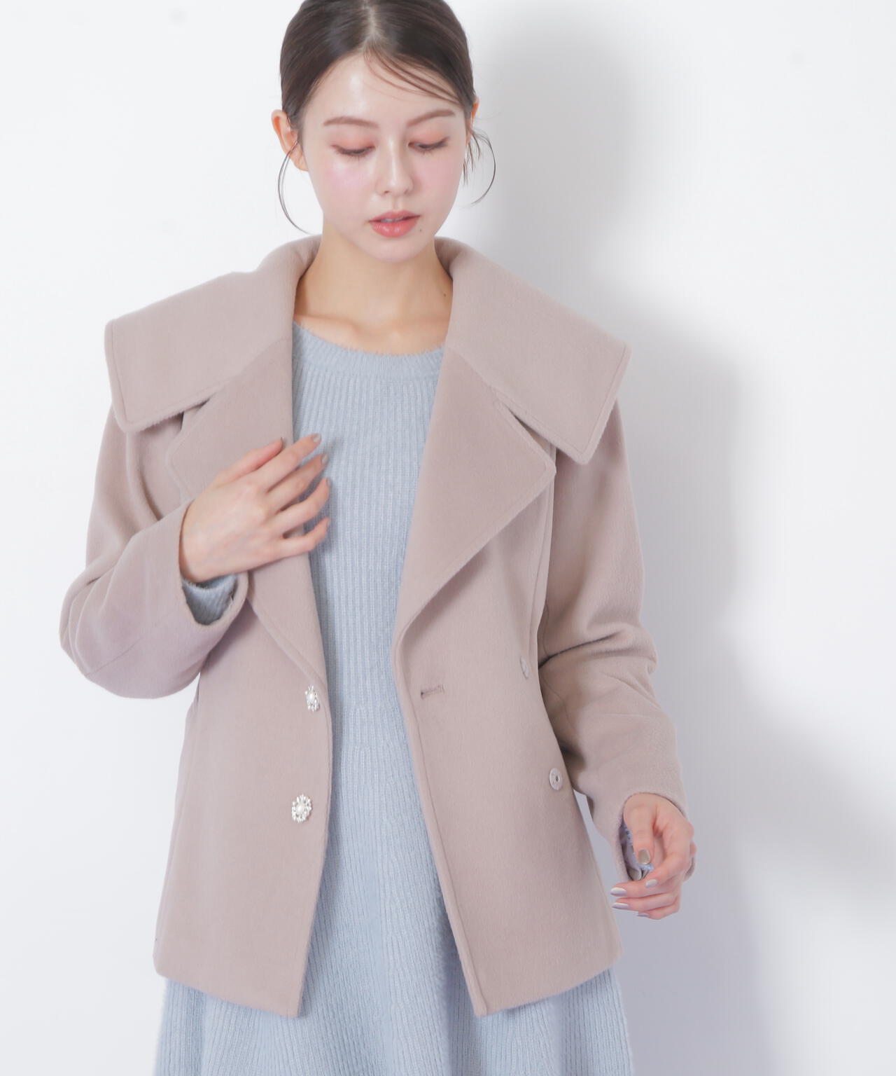 ビジュー釦ビッグカラーショートコート | JILL by JILL STUART（ジル
