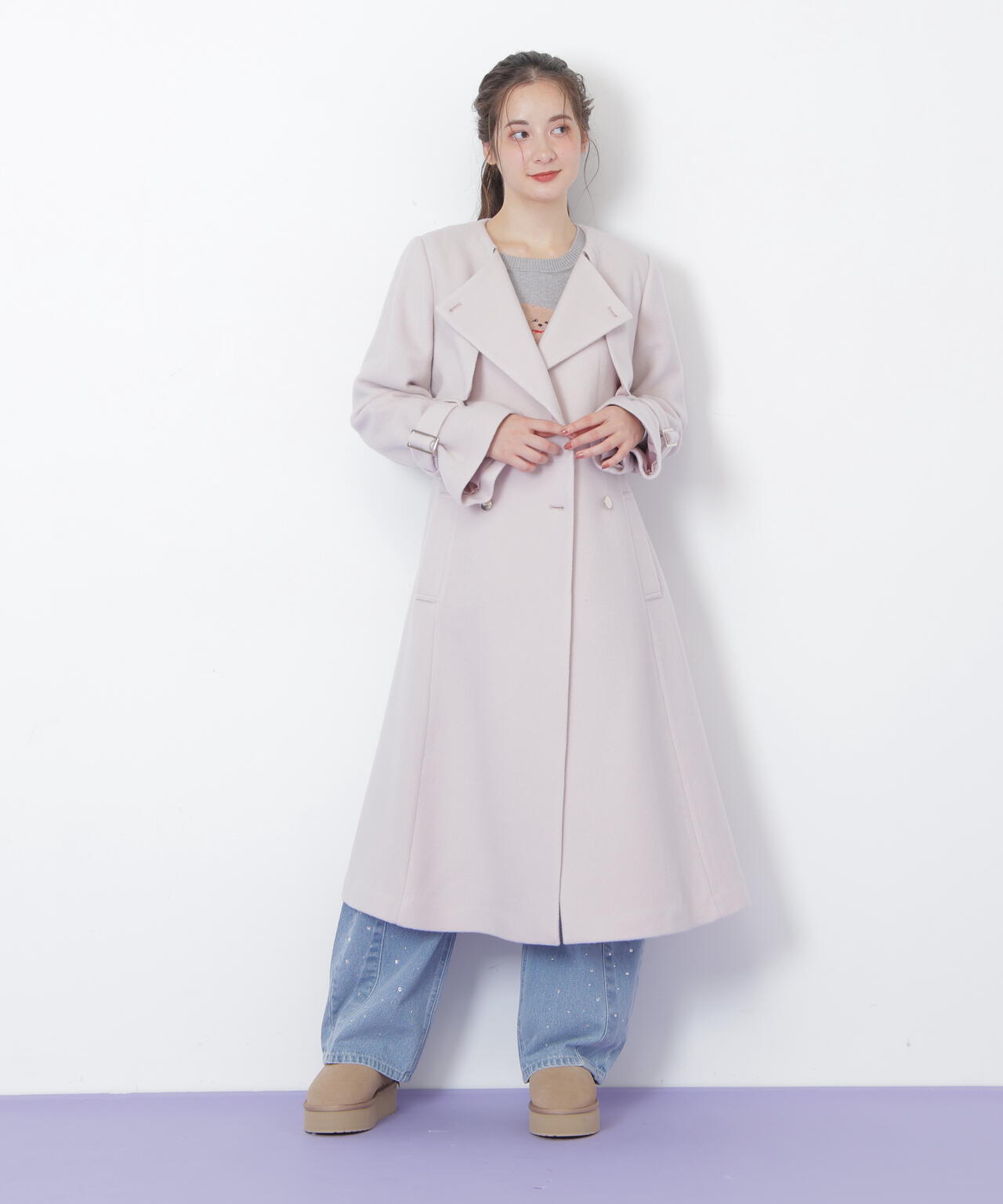 オト ロージーモンスター ノーカラーマルスカラップトレンチコート