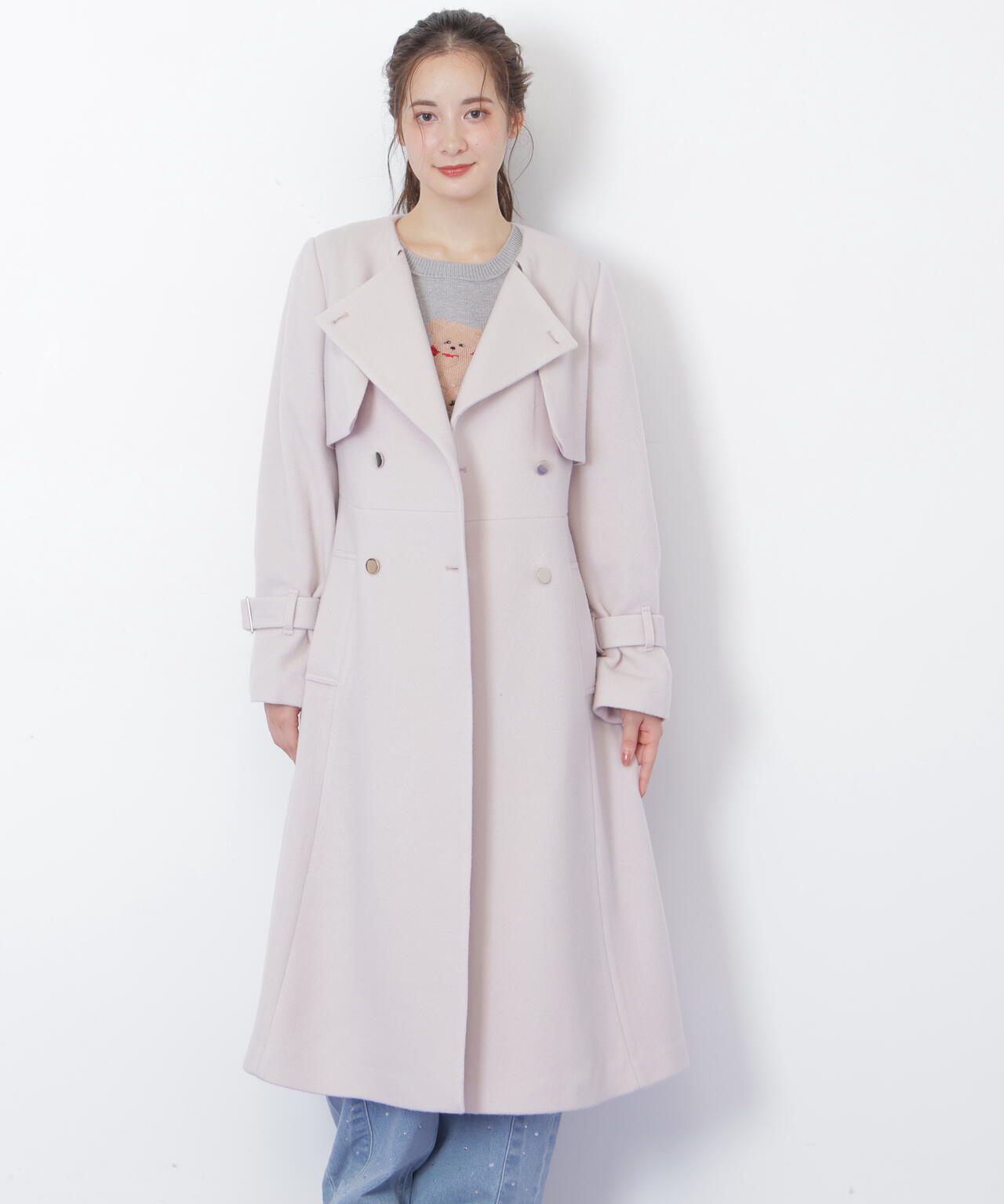 【超美品】JILL STUART 裏起毛ダブルクロスコート M ジルスチュアート 超美品】JILL STUART 裏起毛ダブルクロスコート M ジル