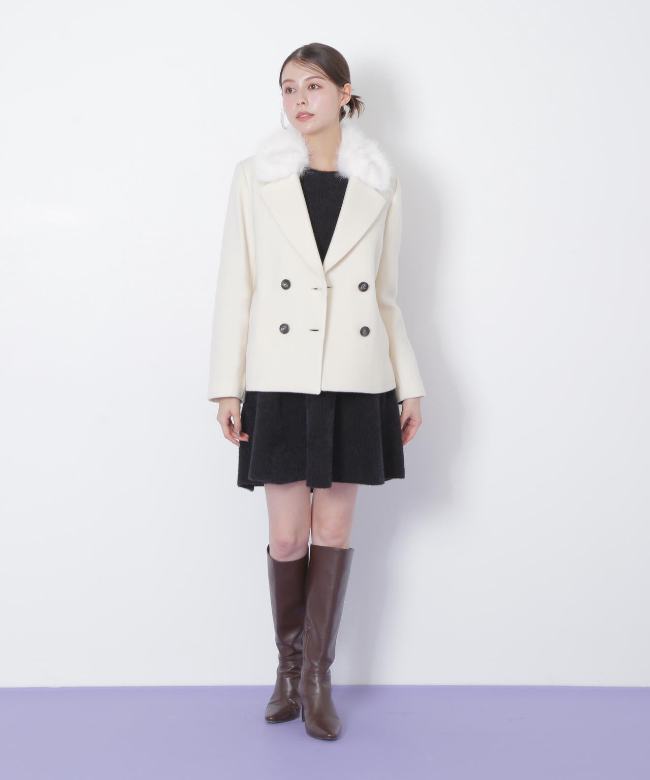 フェイクファー衿付ジャケット