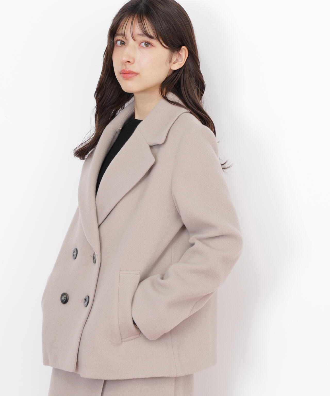 フェイクファー衿付ジャケット