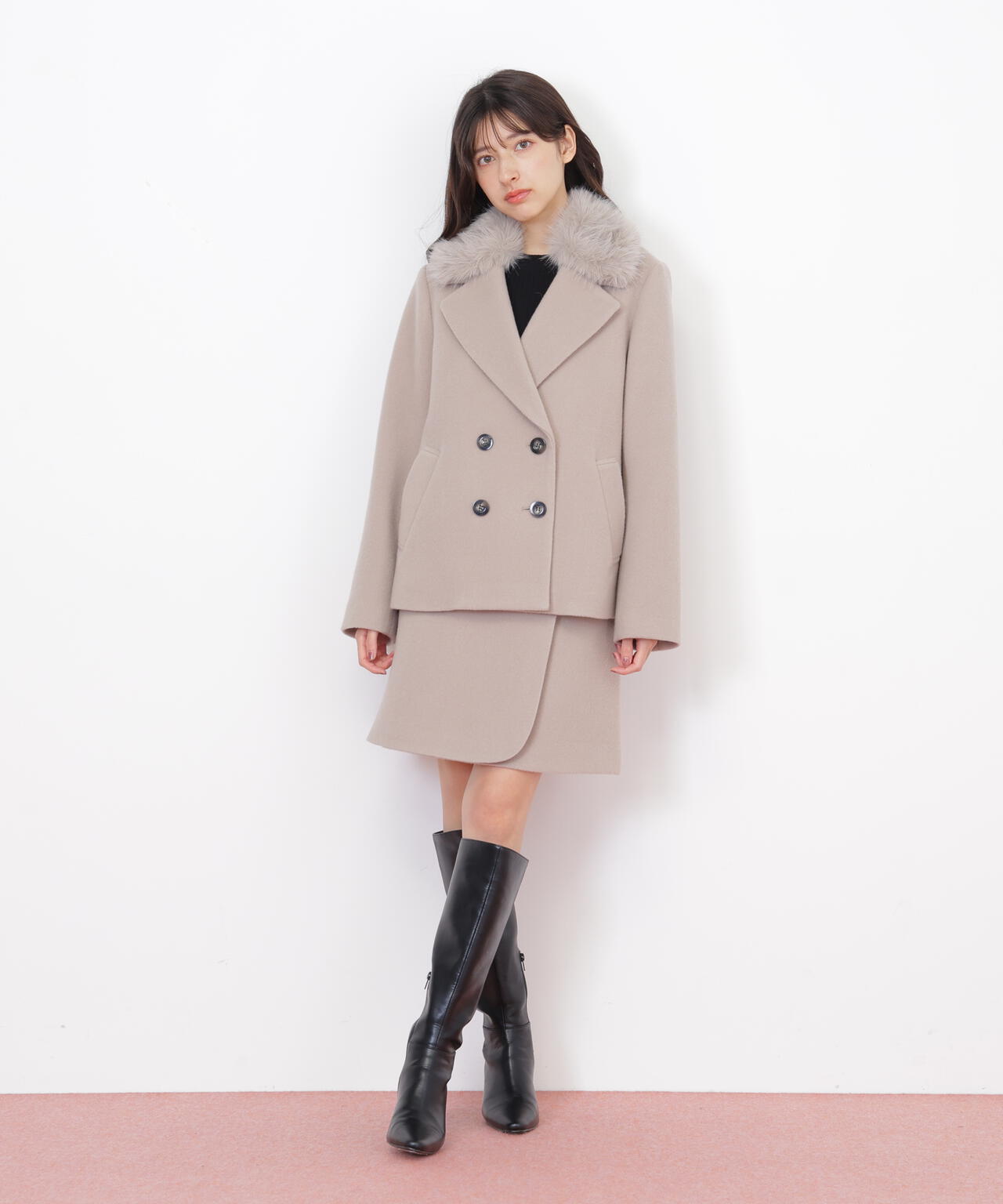 フェイクファー衿付ジャケット