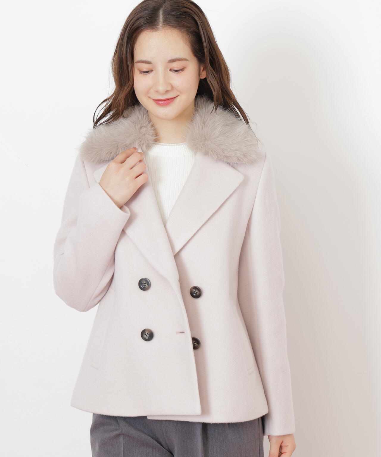 フェイクファー衿付ジャケット