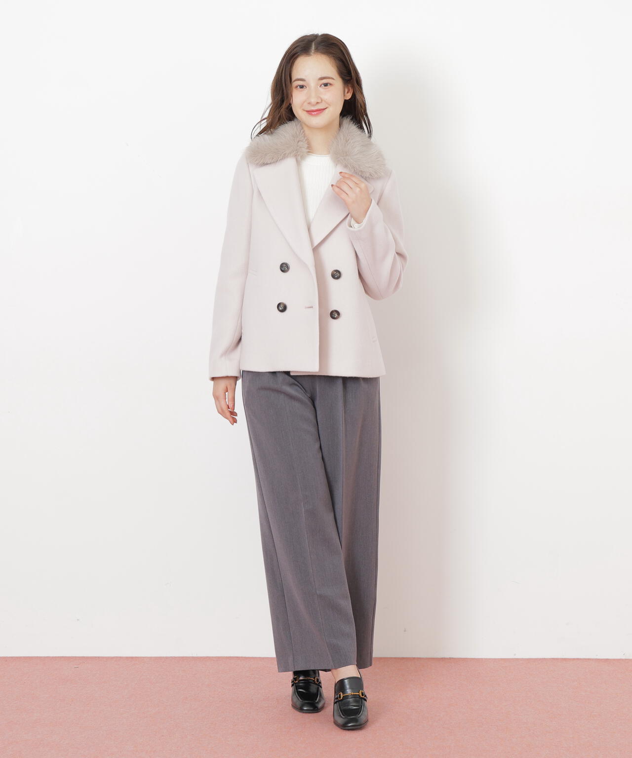 フェイクファー衿付ジャケット