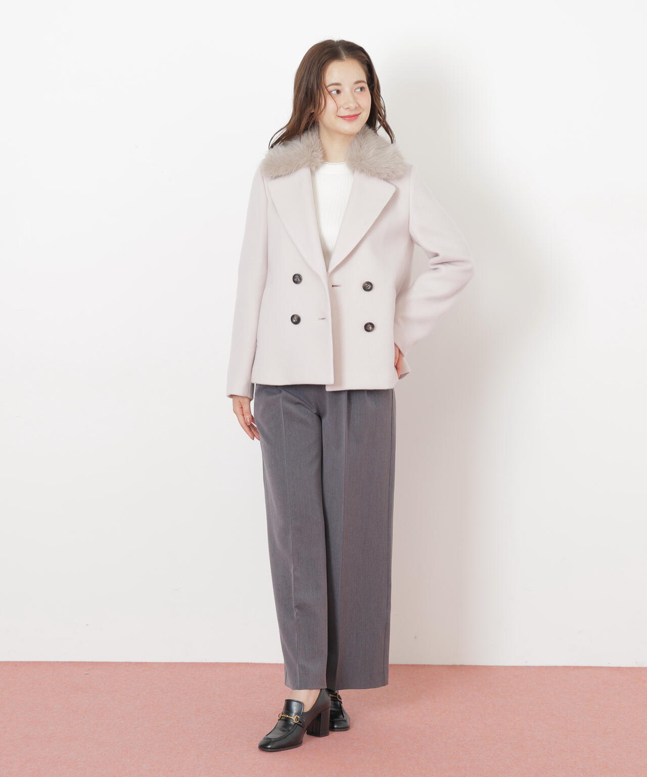 フェイクファー衿付ジャケット