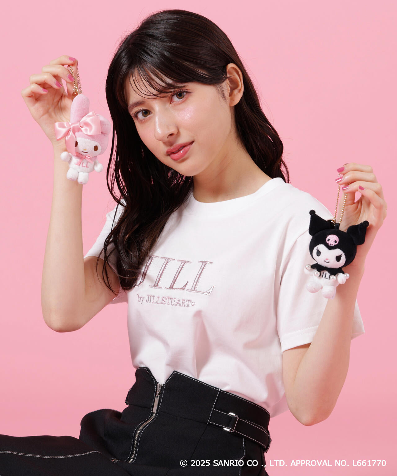 マイメロディ＆クロミコラボ＞オーガニックコットン刺繍ロゴTシャツ
