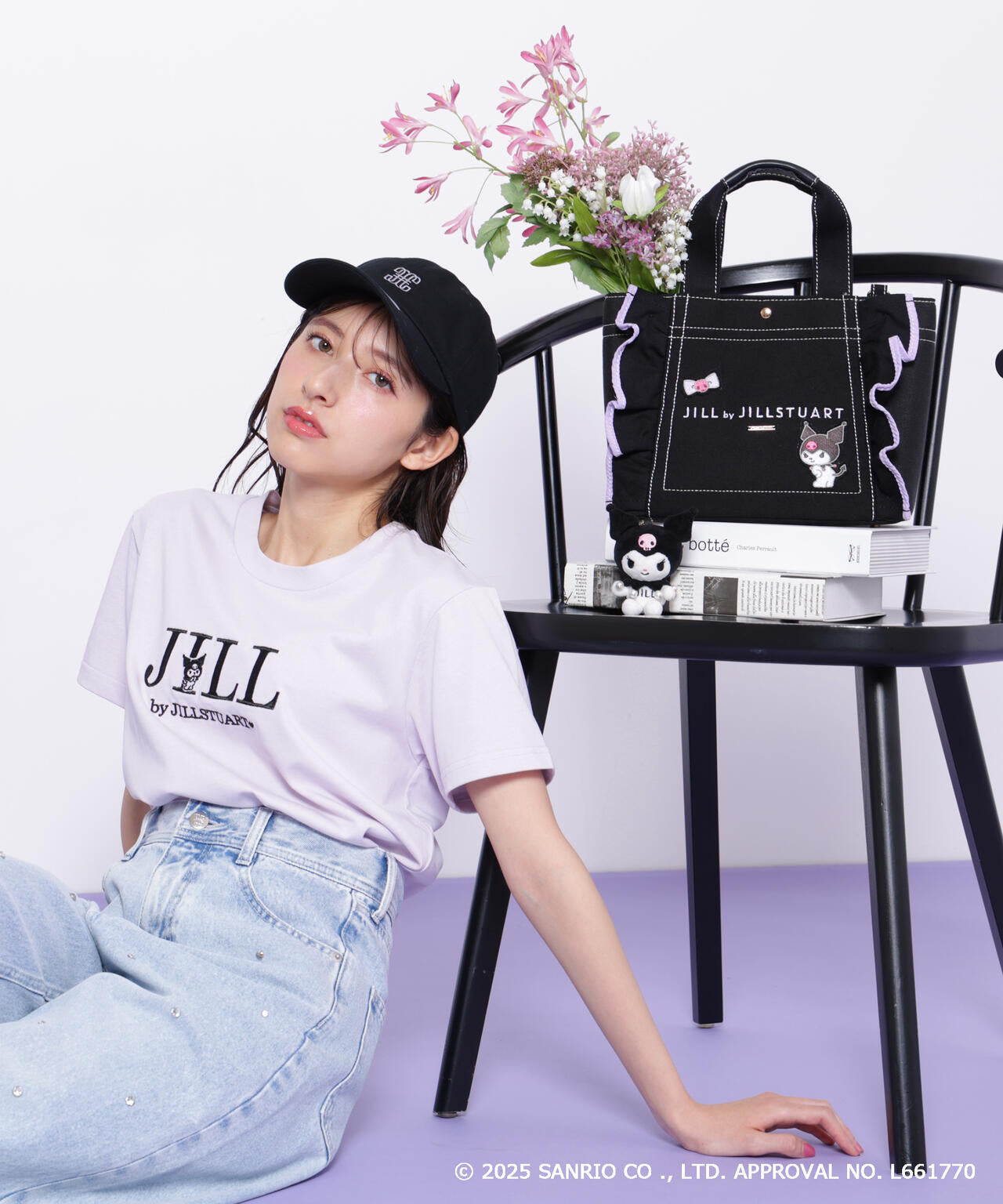 マイメロディ＆クロミコラボ＞オーガニックコットン刺繍ロゴTシャツ