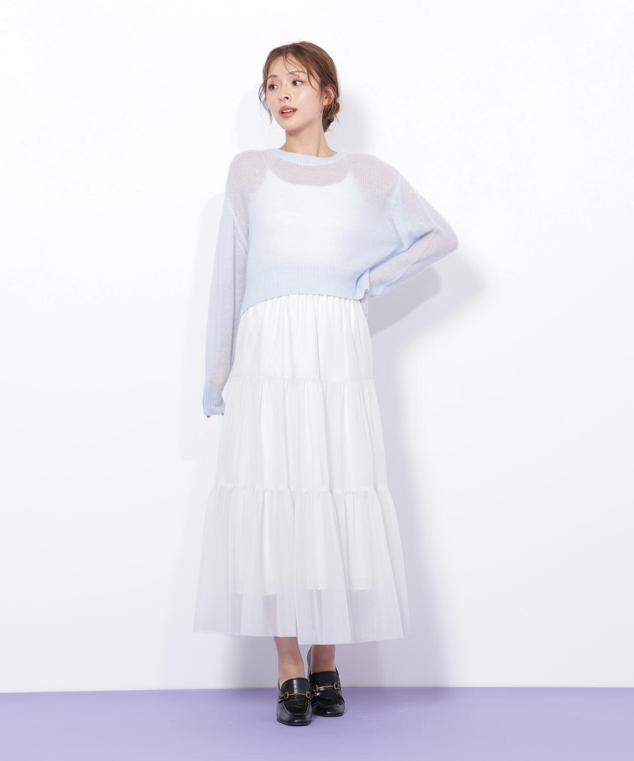 極美品】JILL BY JILLSTUART 2wayリボンドッキングニット シアーリボン