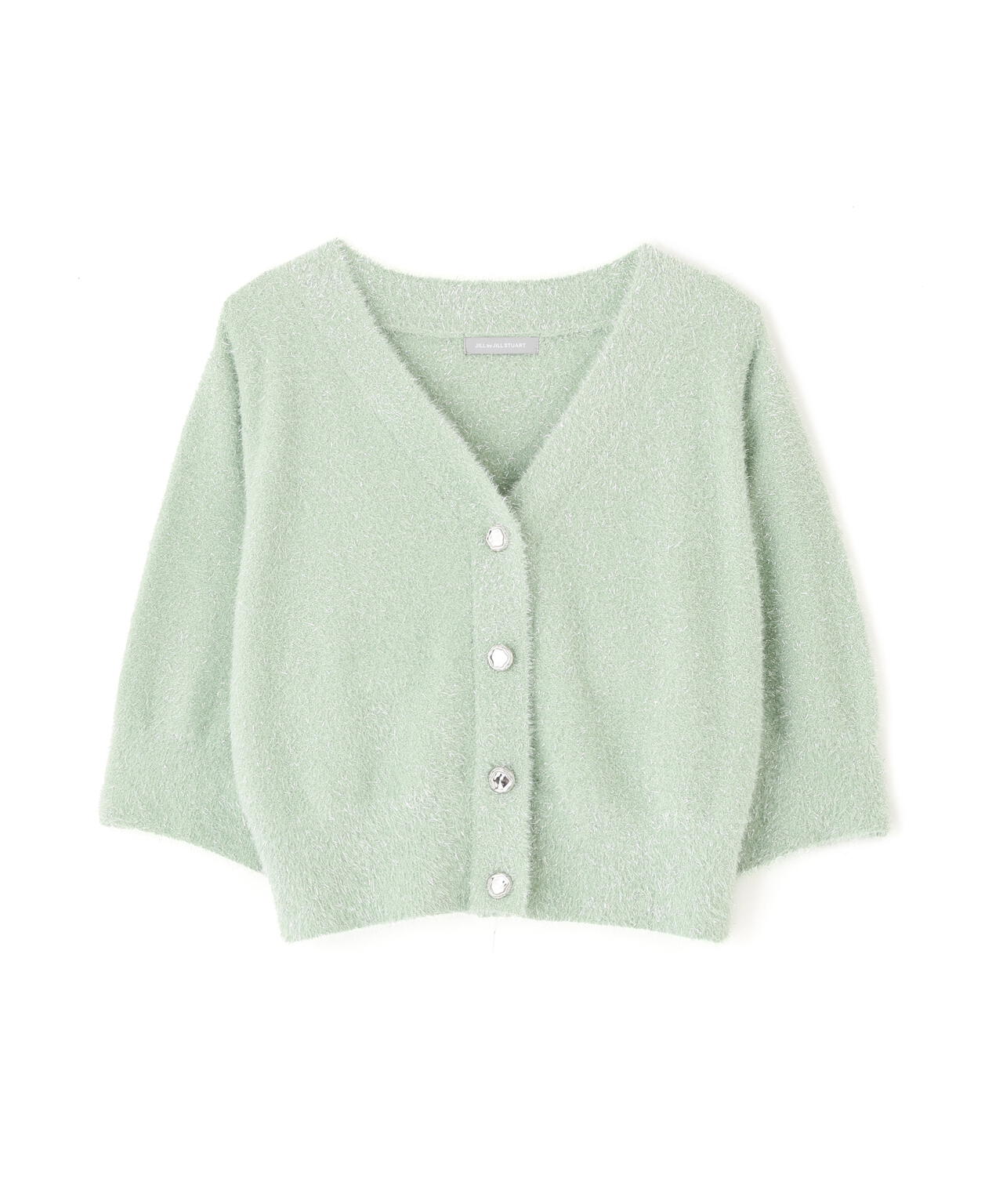 ラメフェザー半袖カーディガン