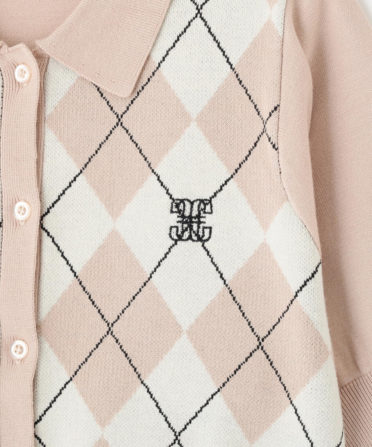 ポロ衿アーガイルニット