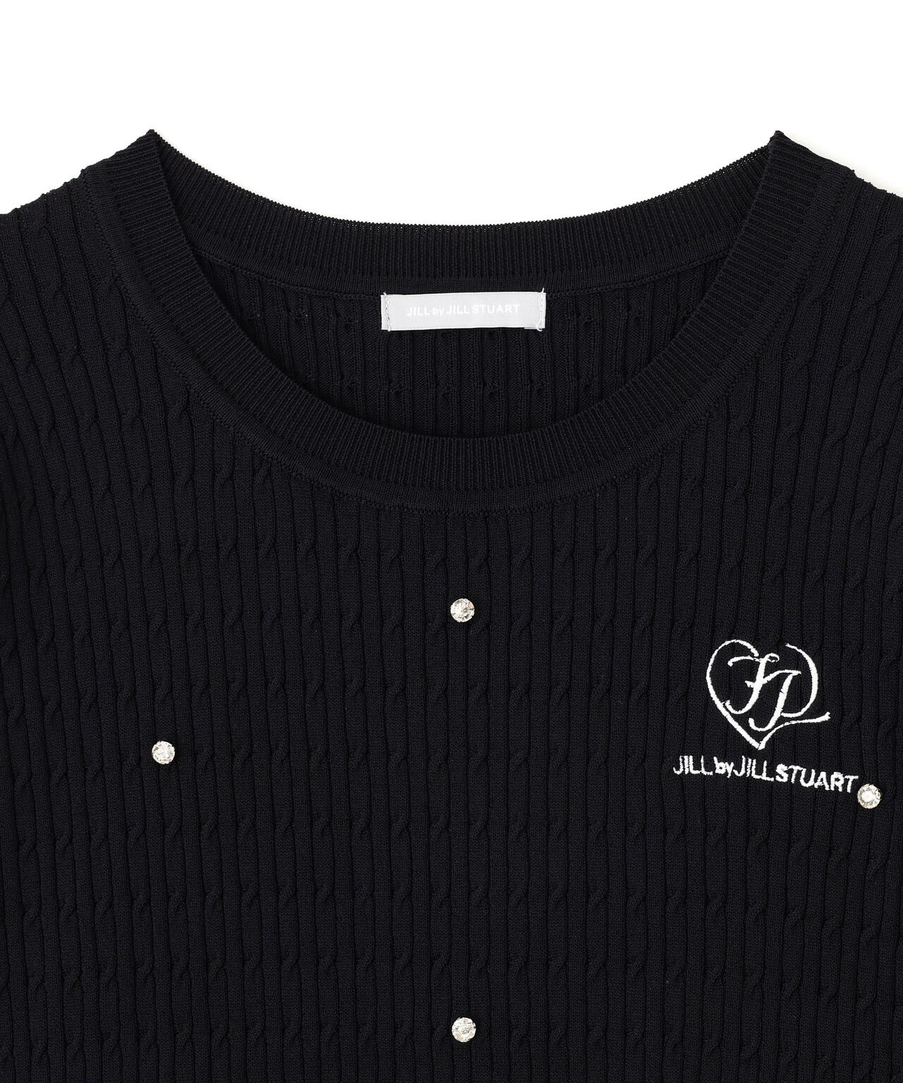 ミニケーブルハート刺繍ニット