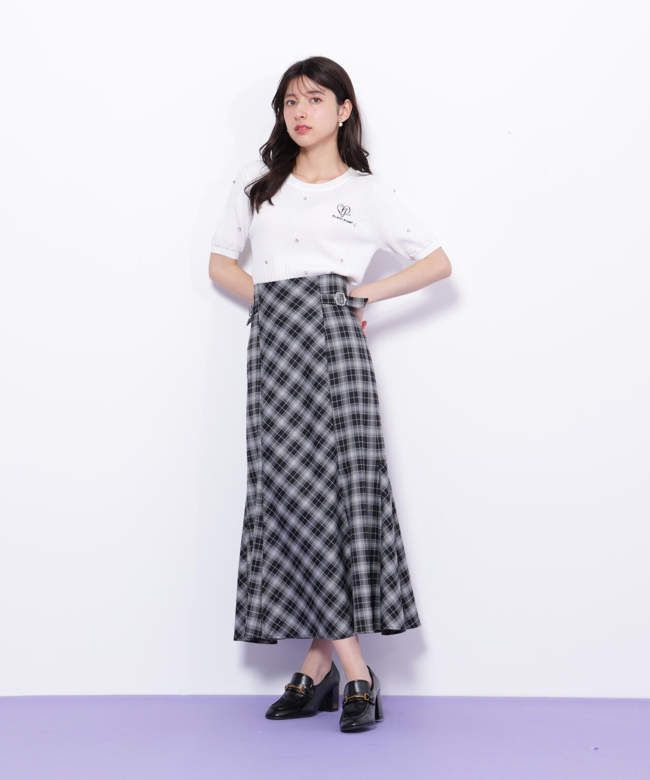 ミニケーブルハート刺繍ニット