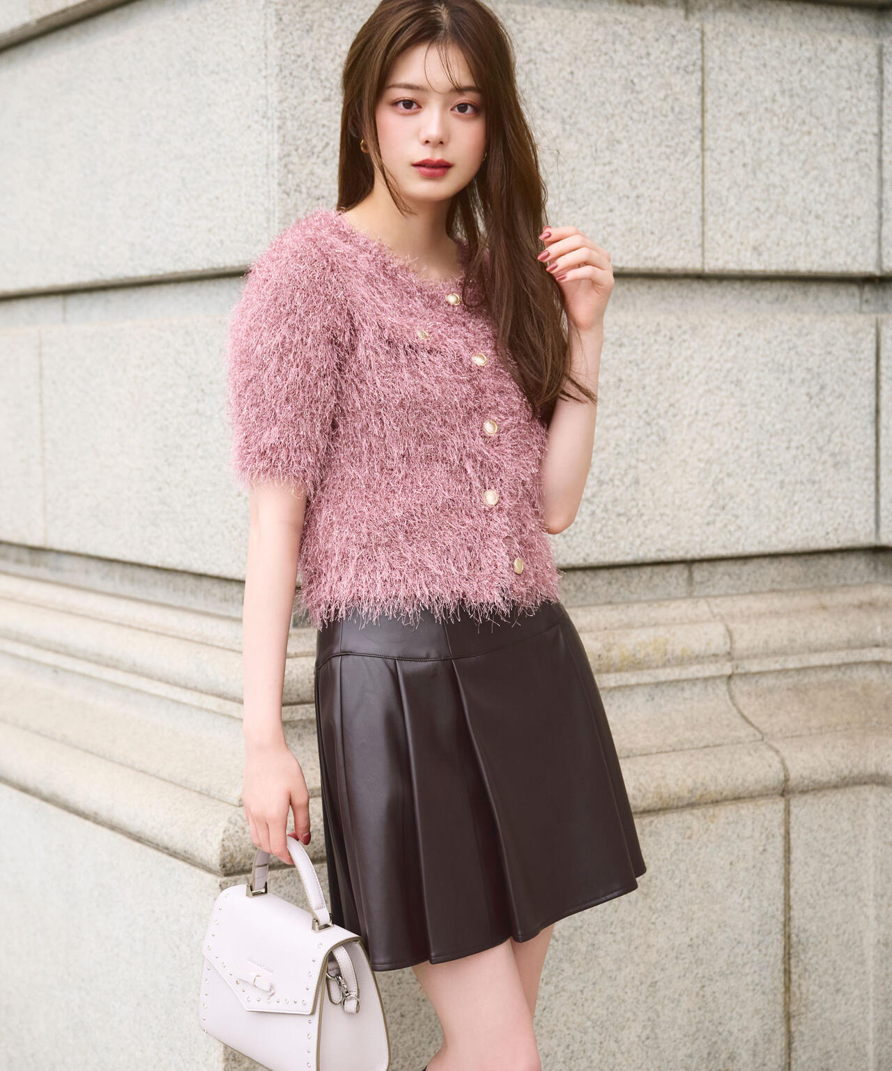 ラメフェザーニットジャケット