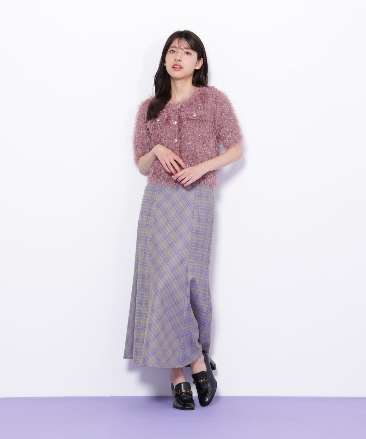 ラメフェザーニットジャケット