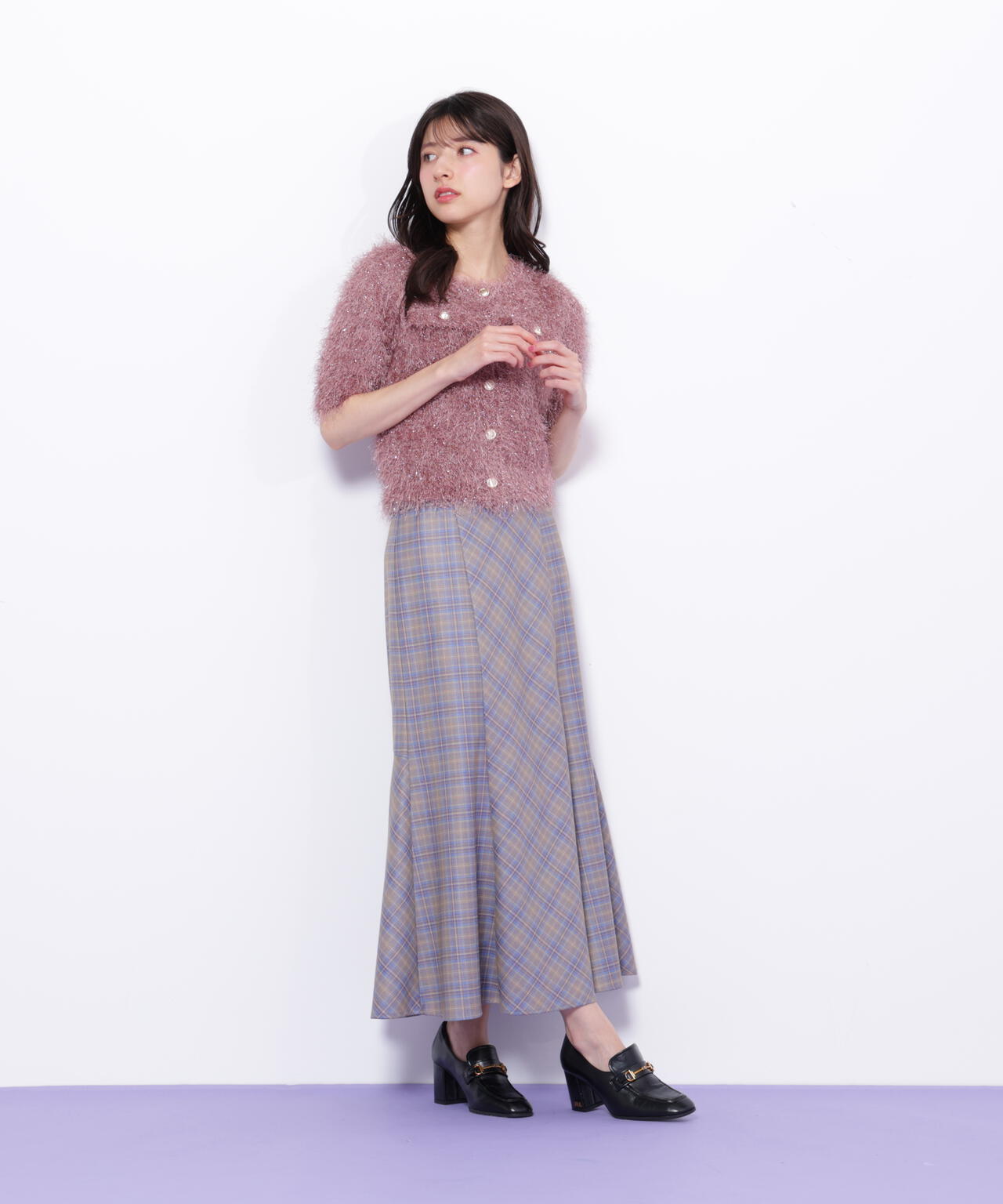 ラメフェザーニットジャケット