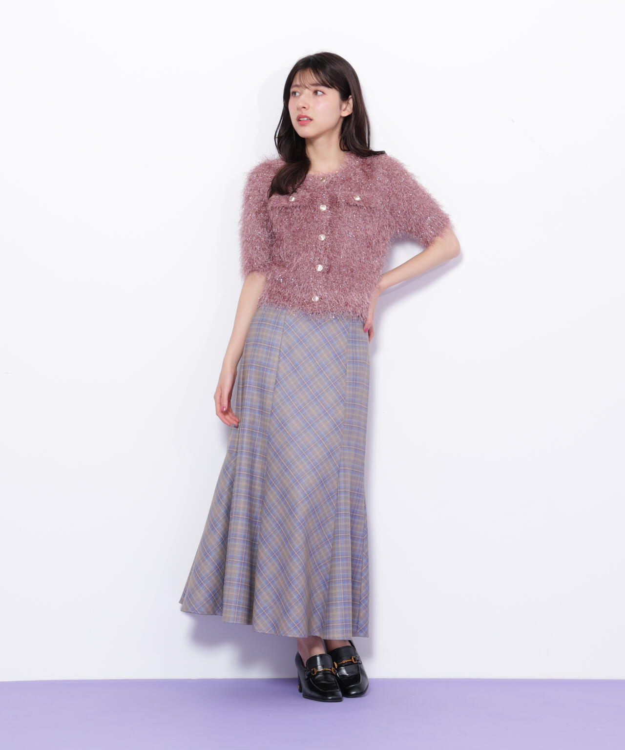 ラメフェザーニットジャケット