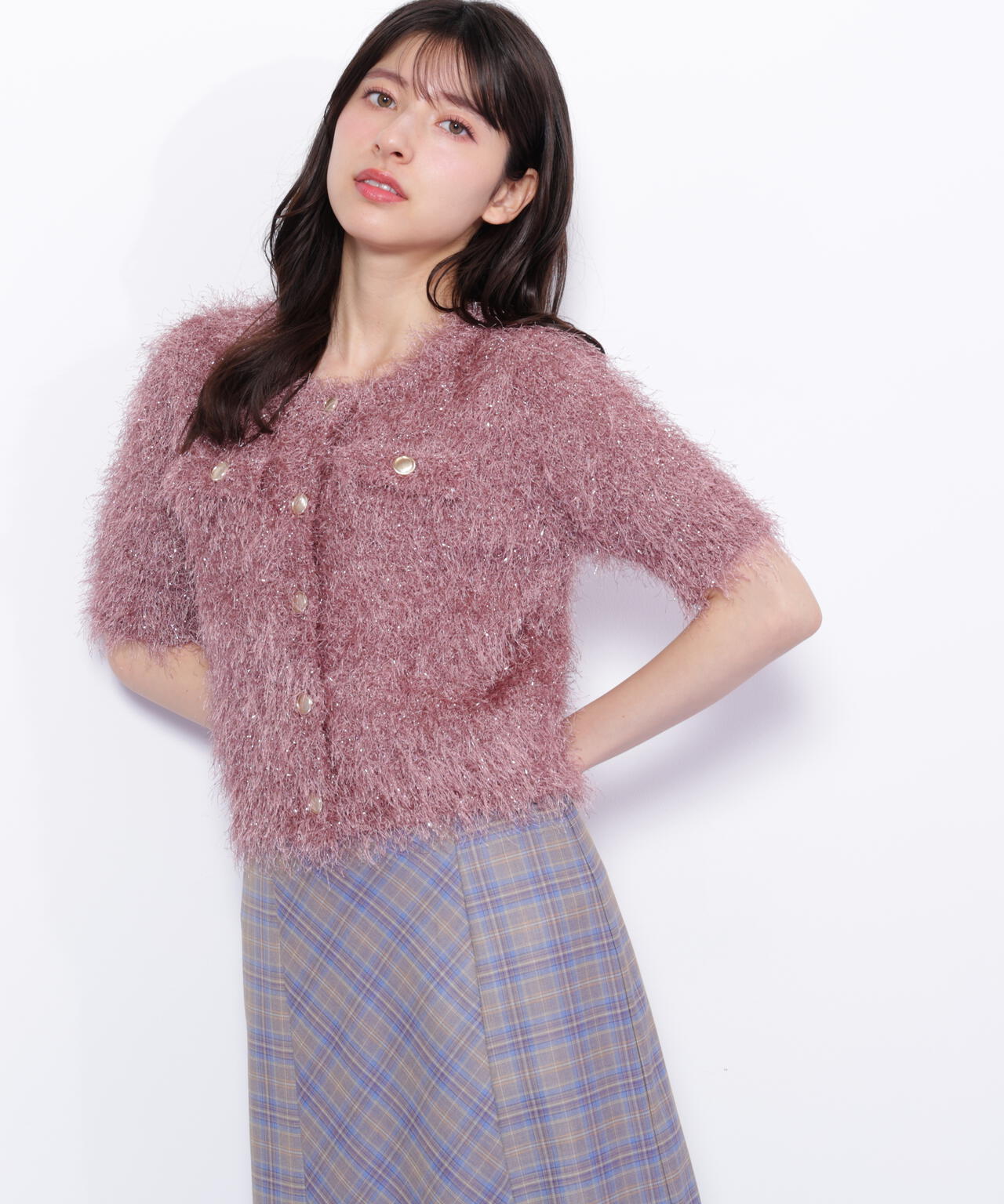 ラメフェザーニットジャケット