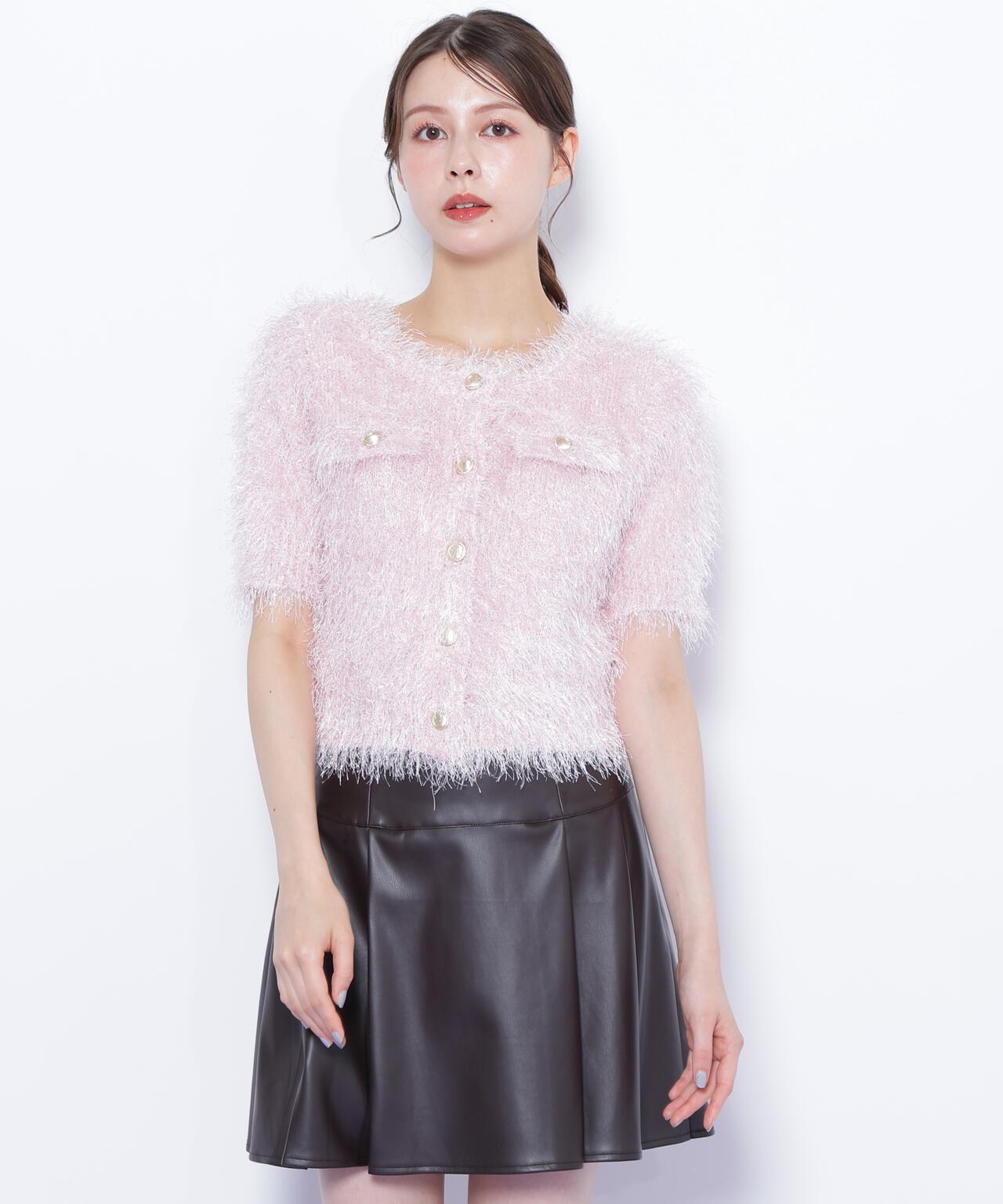 ラメフェザーニットジャケット