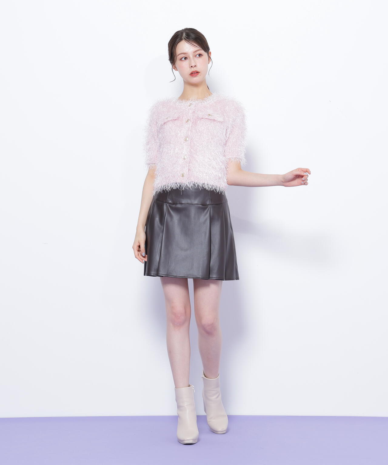 ラメフェザーニットジャケット