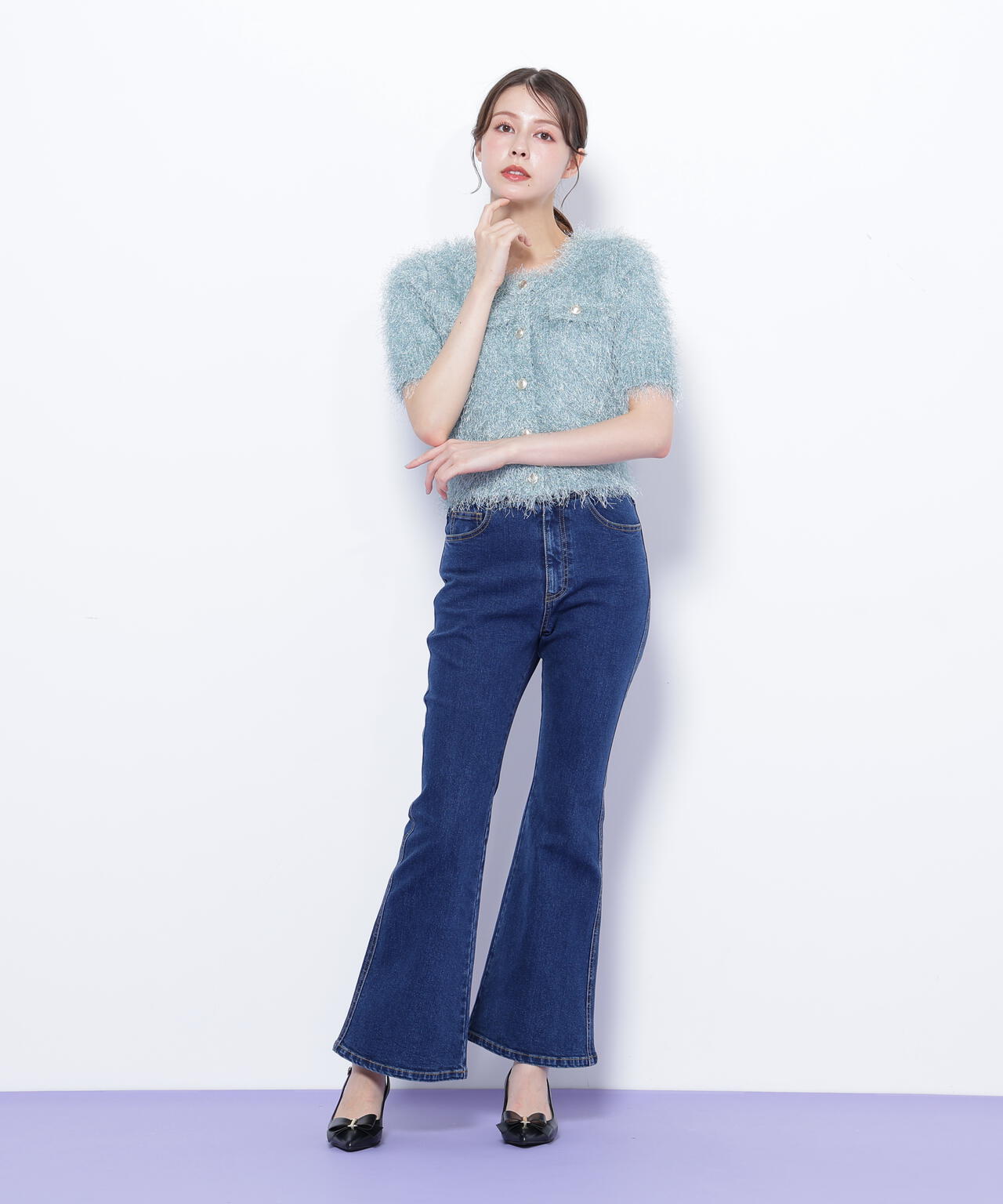 ラメフェザーニットジャケット