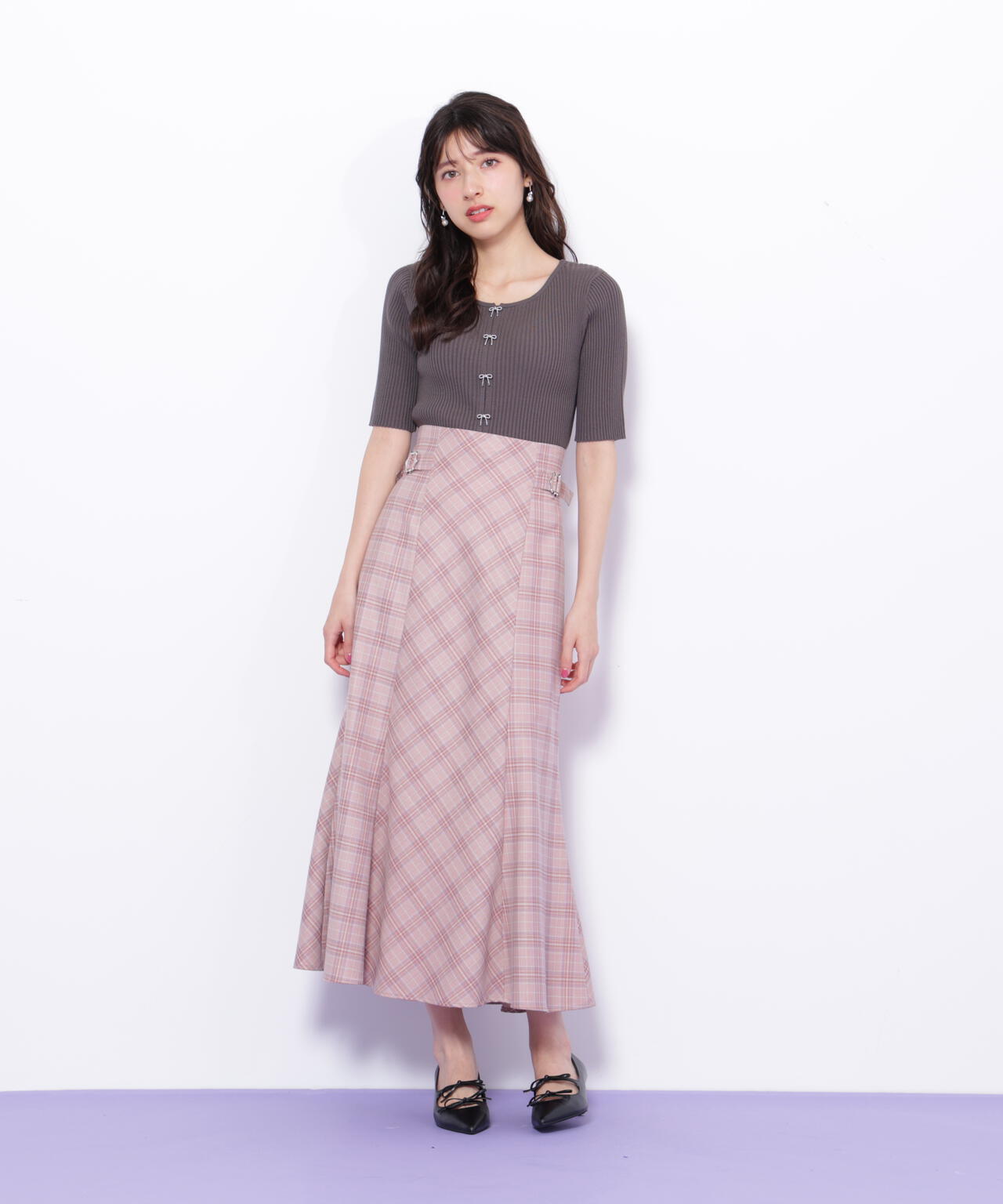 リボンビジューリブニット